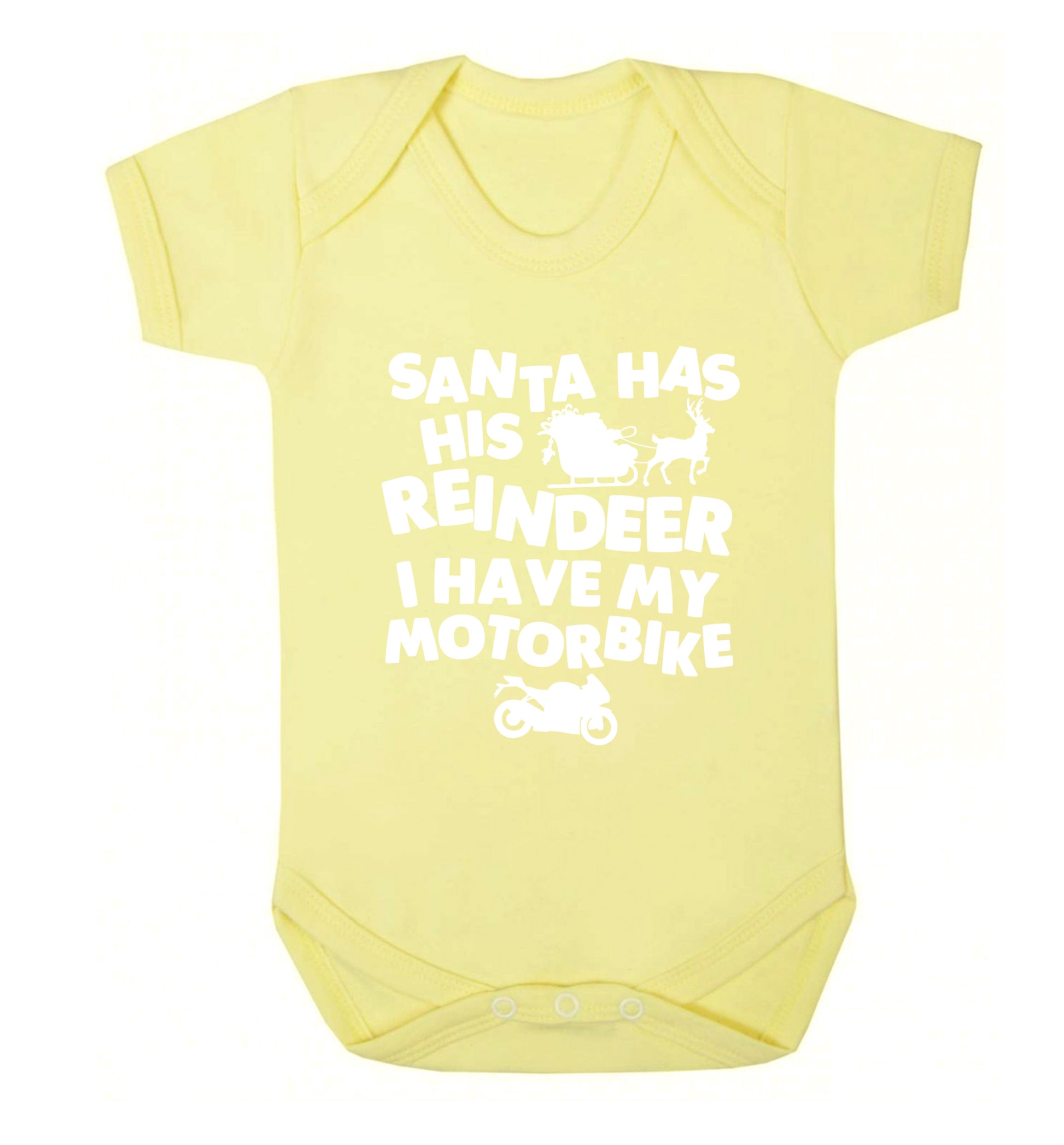 Santa has his reindeer I have my motorbike Baby Vest pale yellow 18-24 months