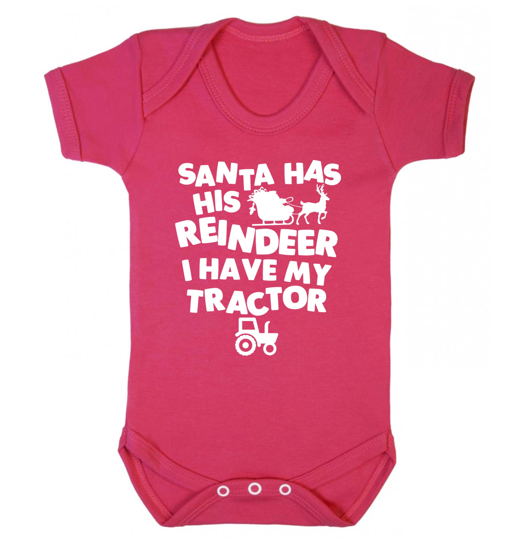 Santa has his reindeer I have my tractor Baby Vest dark pink 18-24 months