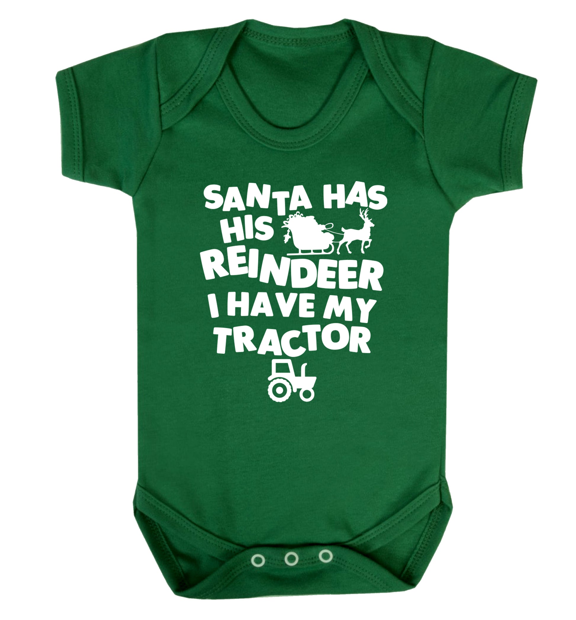 Santa has his reindeer I have my tractor Baby Vest green 18-24 months