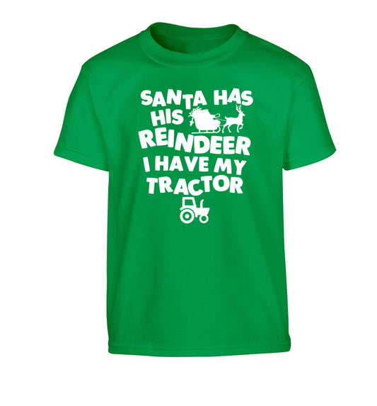 Santa has his reindeer I have my tractor Children's green Tshirt 12-14 Years