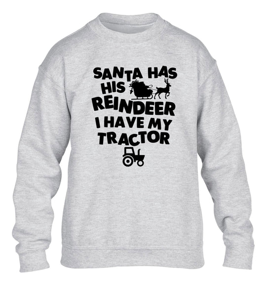 Santa has his reindeer I have my tractor children's grey sweater 12-14 Years