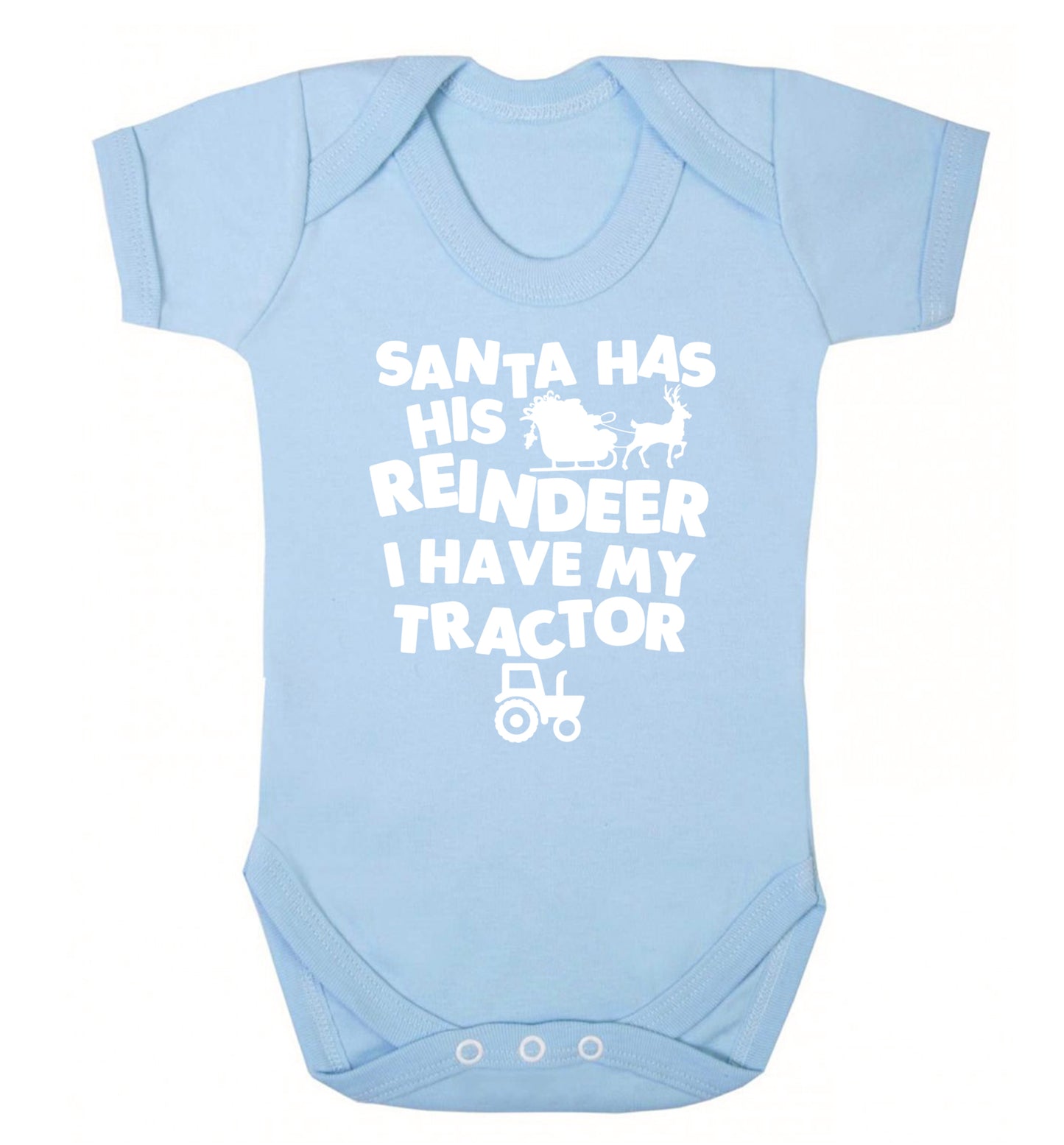 Santa has his reindeer I have my tractor Baby Vest pale blue 18-24 months