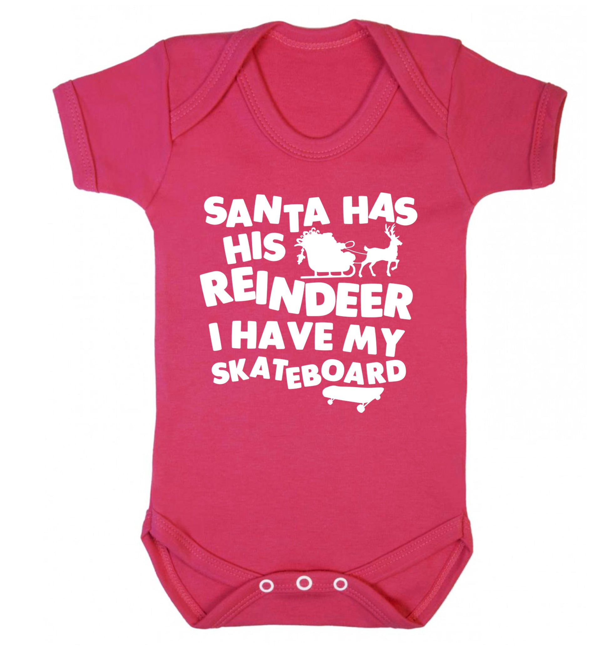 Santa has his reindeer I have my skateboard Baby Vest dark pink 18-24 months