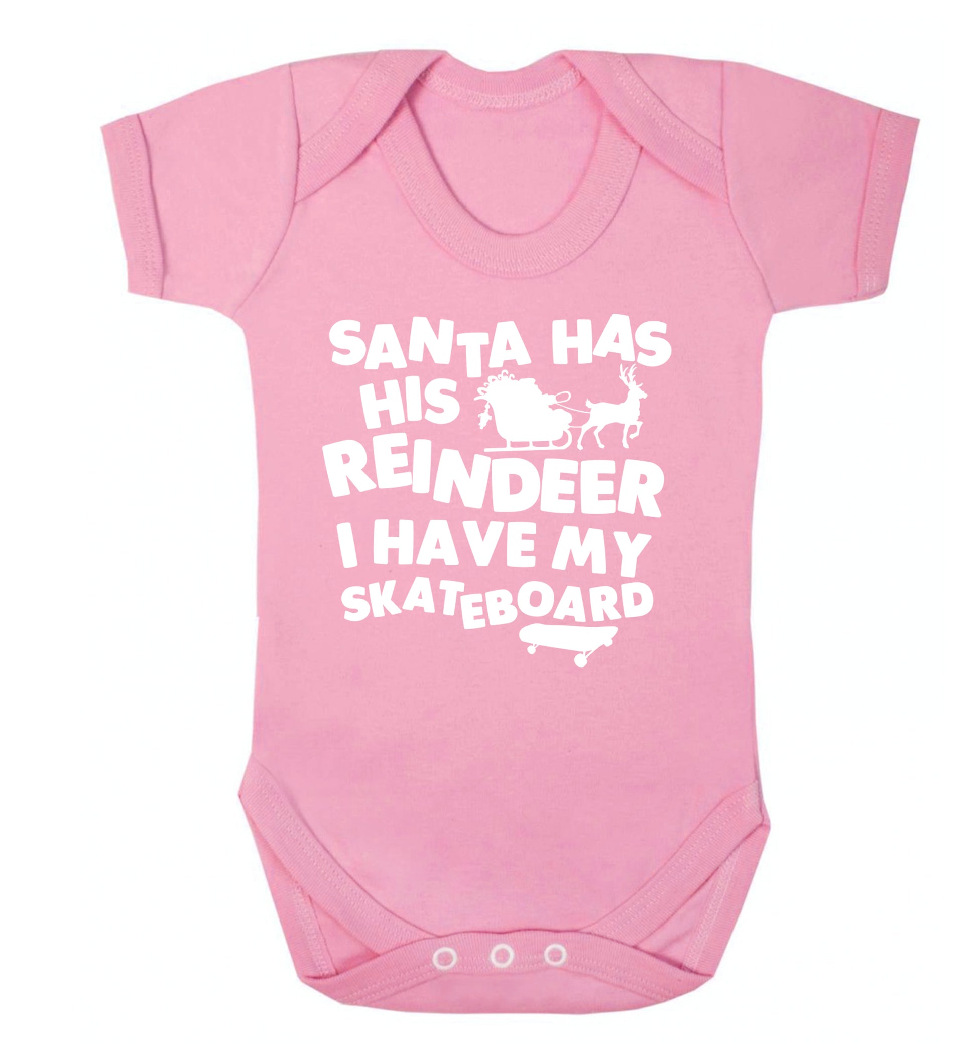 Santa has his reindeer I have my skateboard Baby Vest pale pink 18-24 months