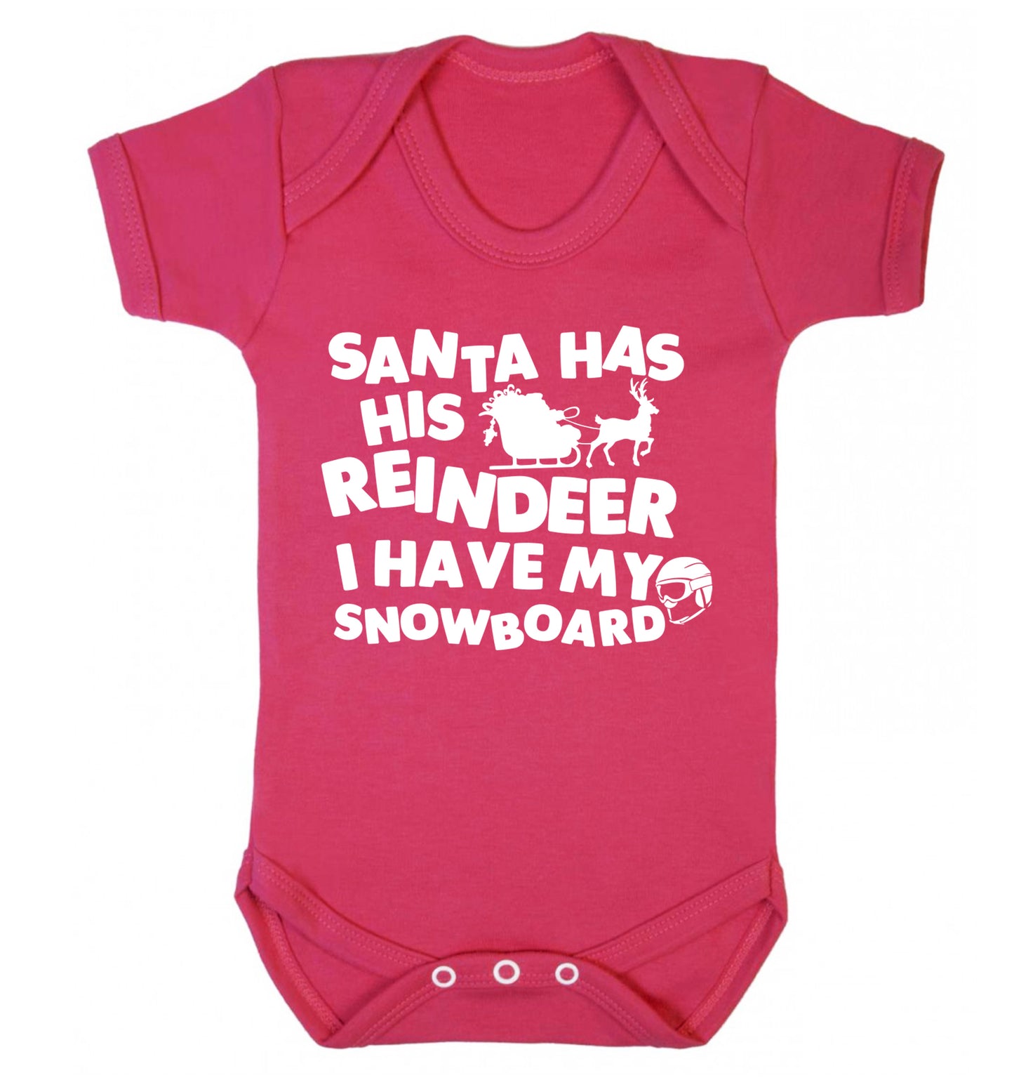 Santa has his reindeer I have my snowboard Baby Vest dark pink 18-24 months