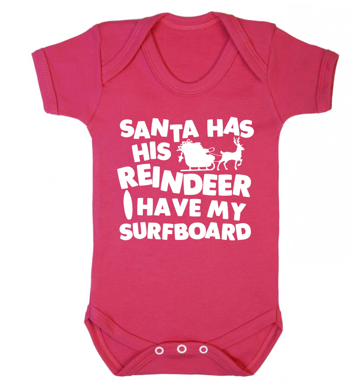 Santa has his reindeer I have my surfboard Baby Vest dark pink 18-24 months