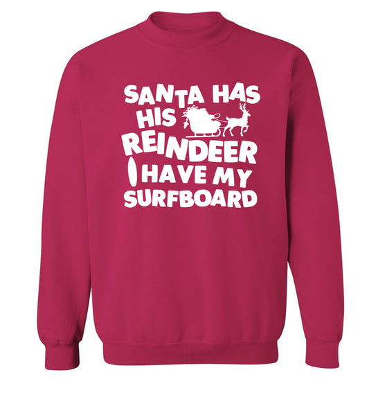 Santa has his reindeer I have my surfboard Adult's unisex pink Sweater 2XL