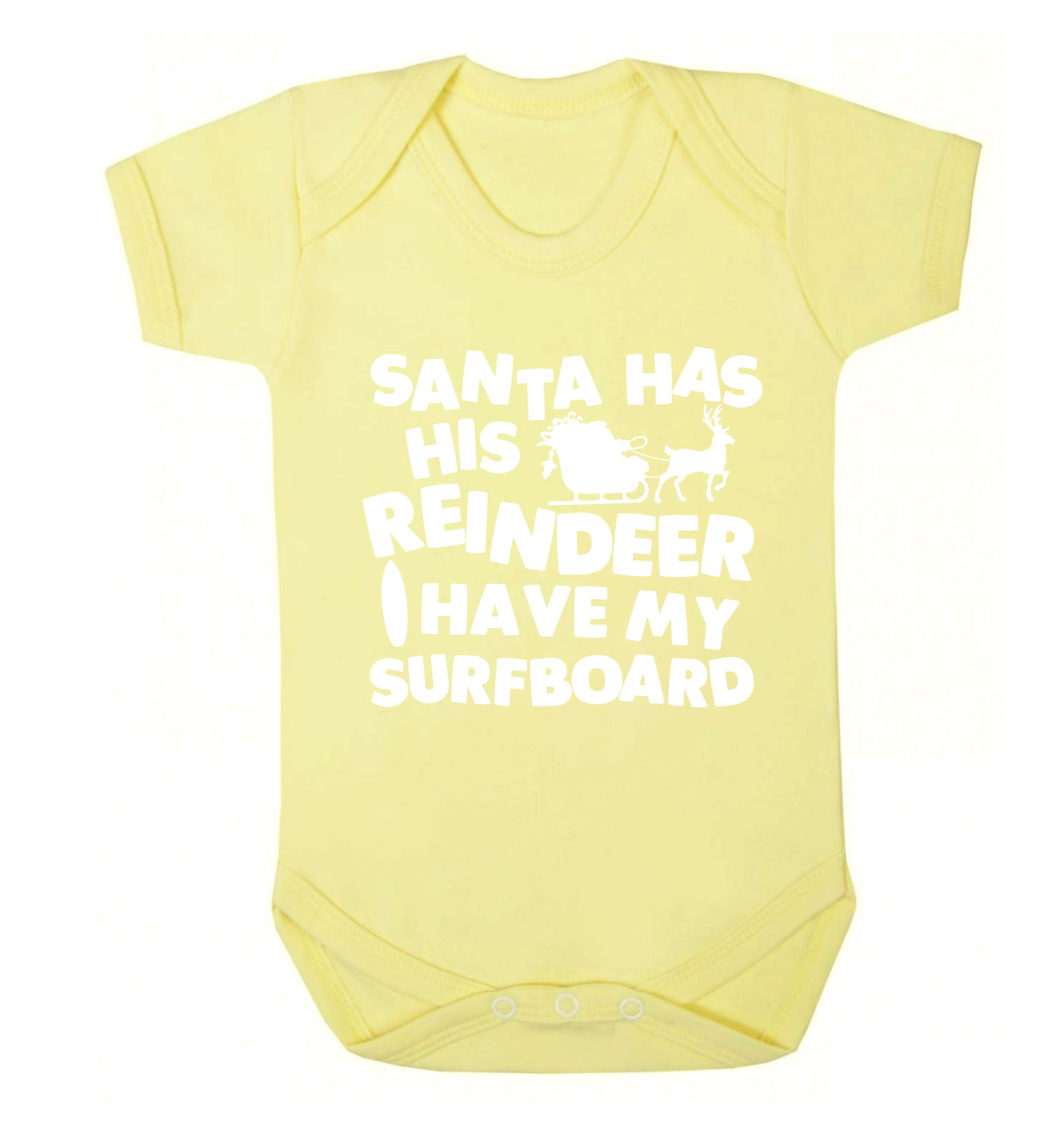 Santa has his reindeer I have my surfboard Baby Vest pale yellow 18-24 months