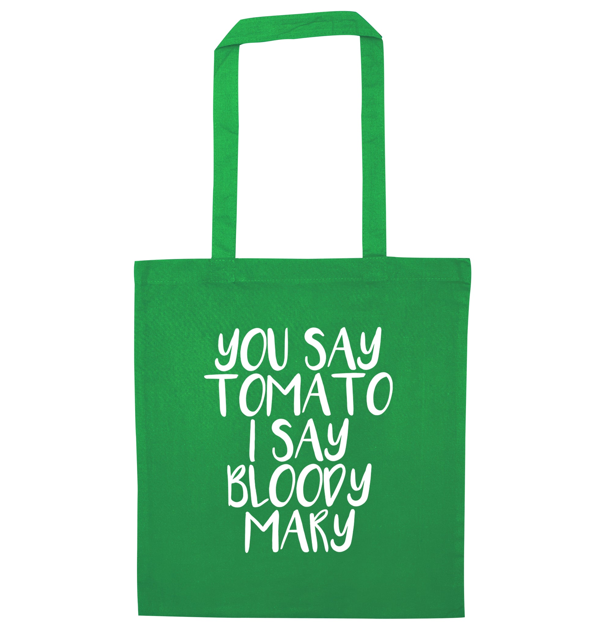 You say tomato I say bloody mary green tote bag