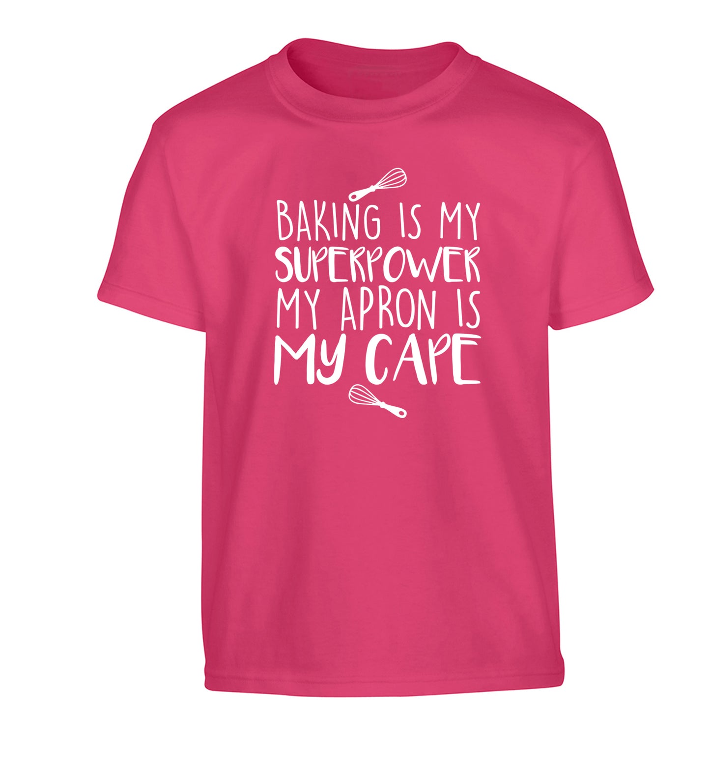 Baking is my superpower my apron is my cape Children's pink Tshirt 12-14 Years