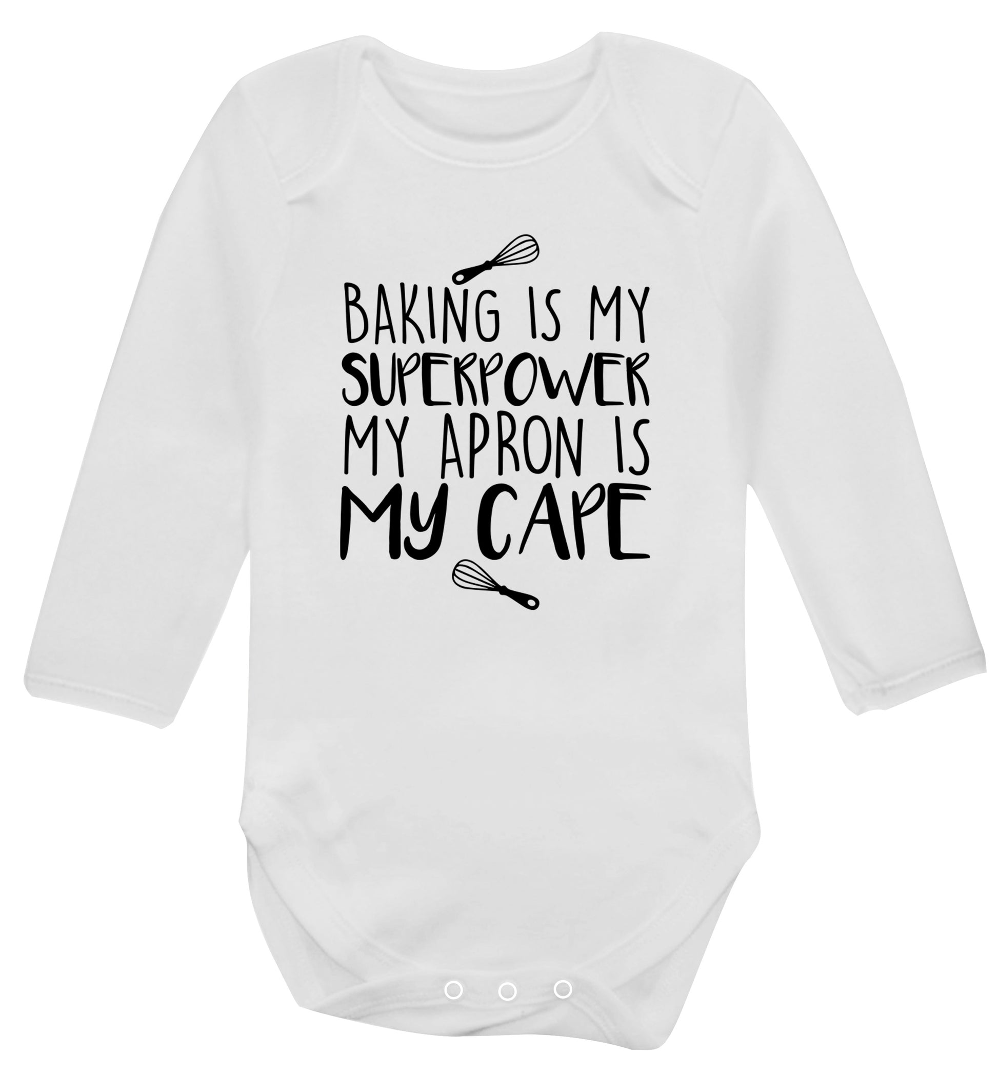 Baking is my superpower my apron is my cape Baby Vest long sleeved white 6-12 months