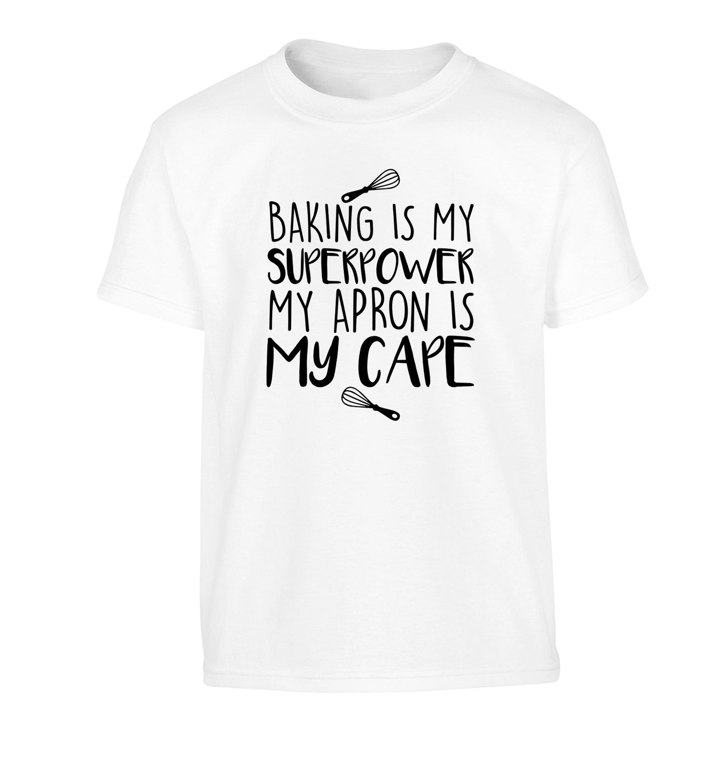 Baking is my superpower my apron is my cape Children's white Tshirt 12-14 Years