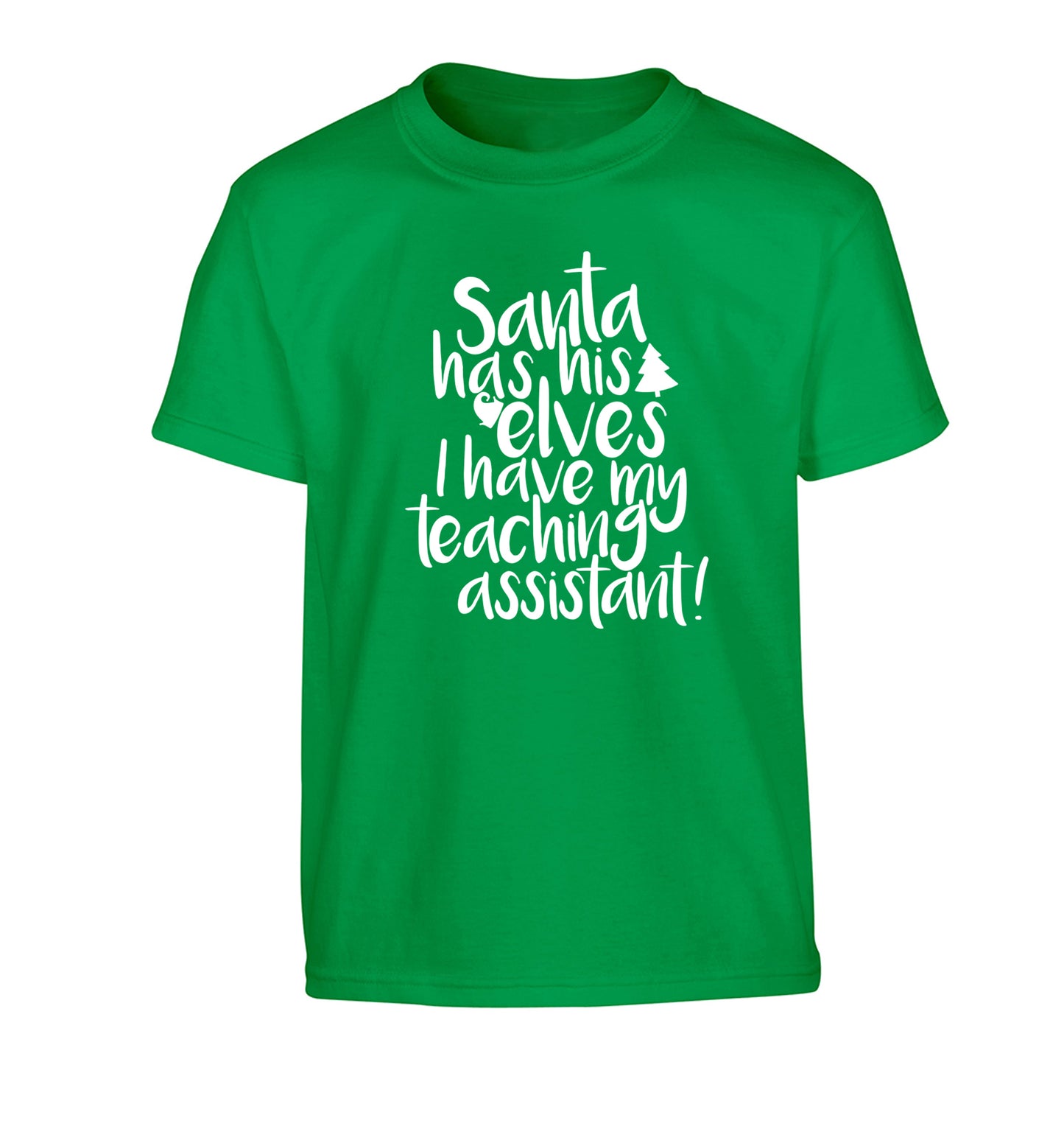 Santa has his elves I have my teaching assistant Children's green Tshirt 12-14 Years