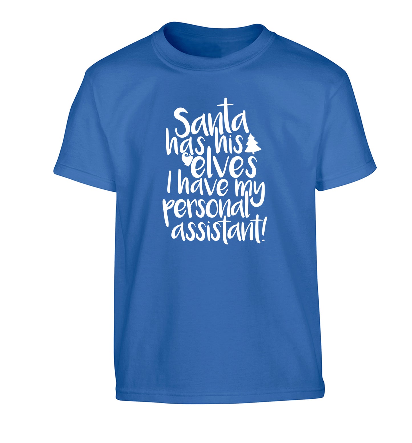 Santa has his elves I have my personal assistant Children's blue Tshirt 12-14 Years