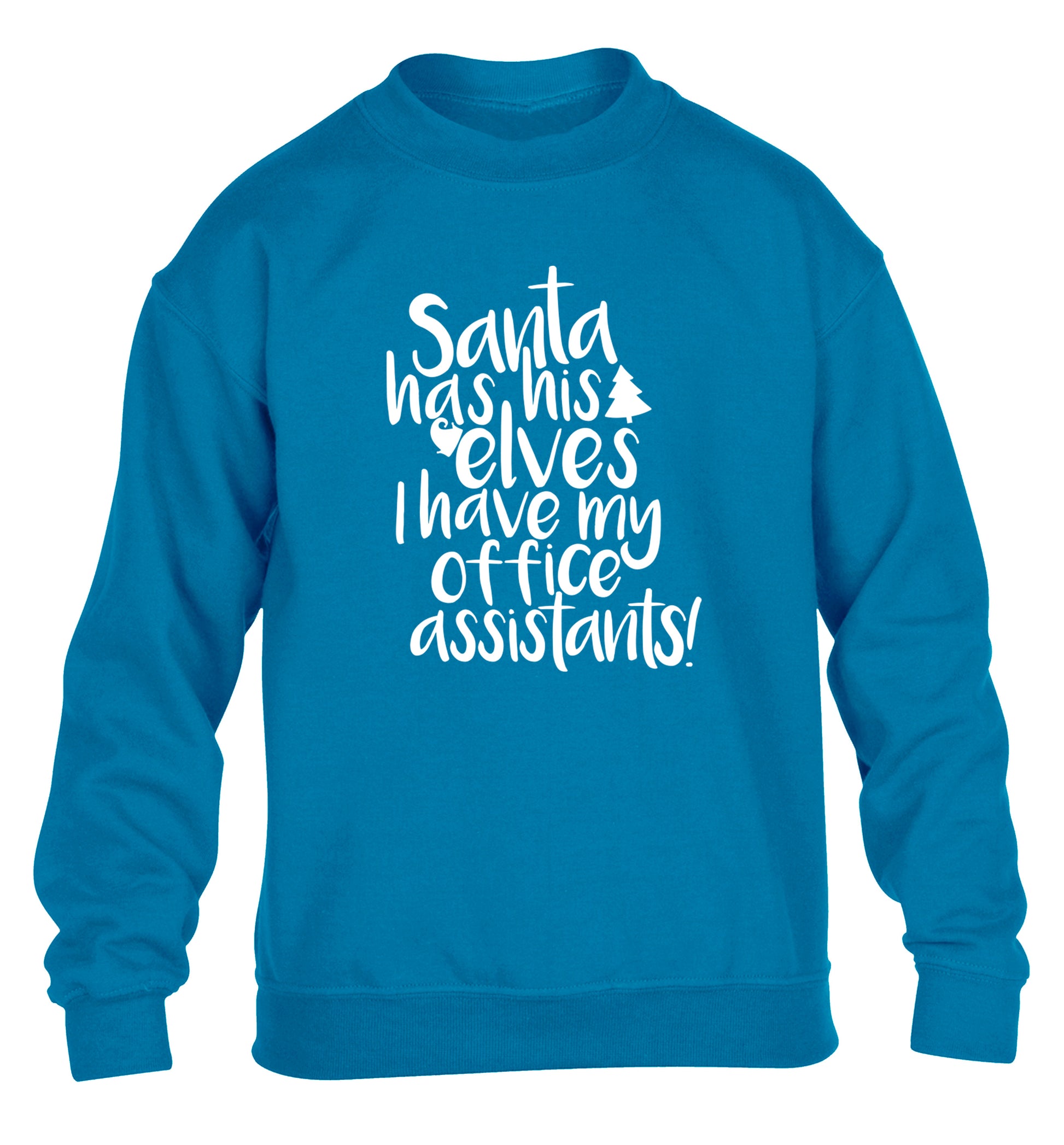 Santa has his elves I have my office assistants children's blue sweater 12-14 Years