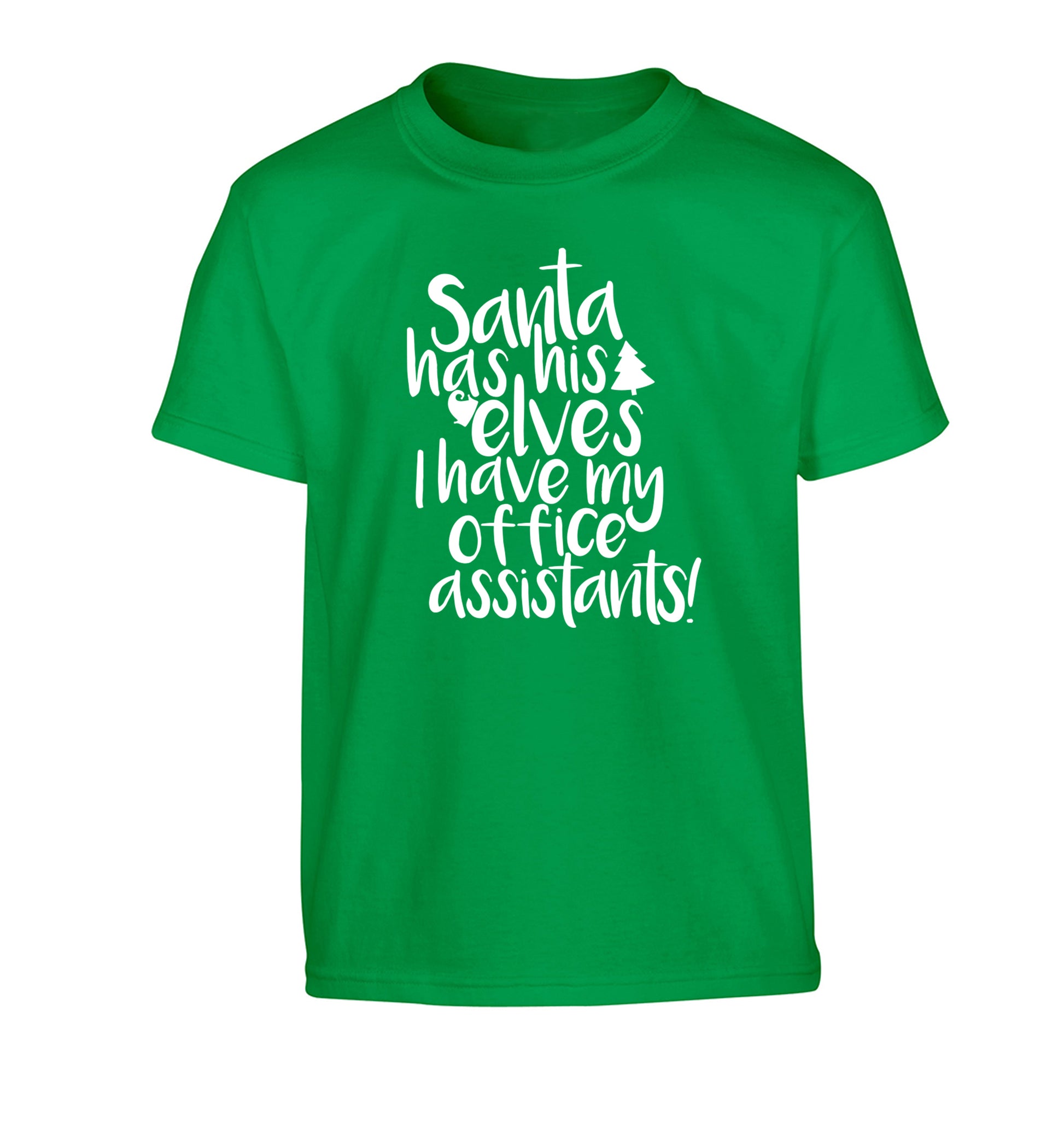 Santa has elves I have office assistants Children's green Tshirt 12-13 Years