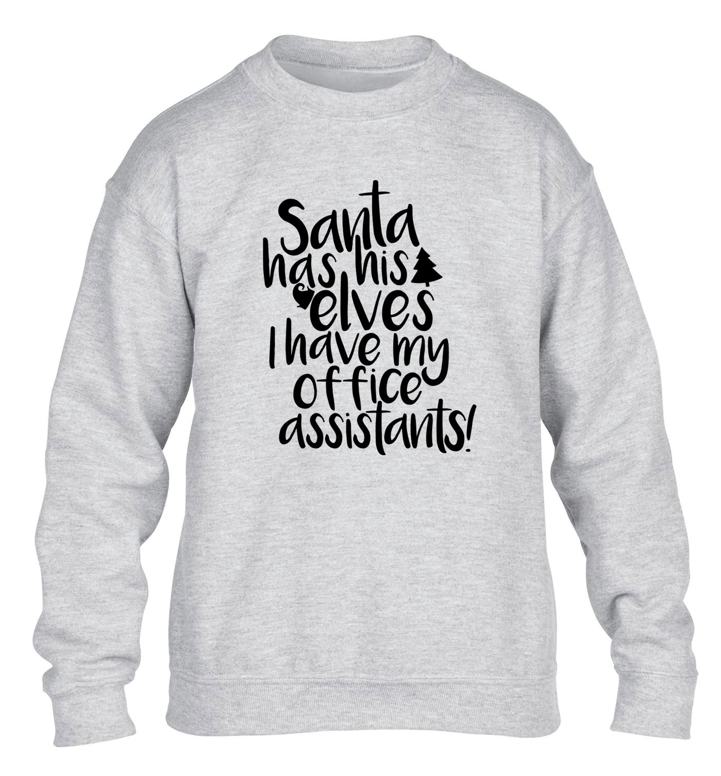 Santa has his elves I have my office assistants children's grey sweater 12-14 Years
