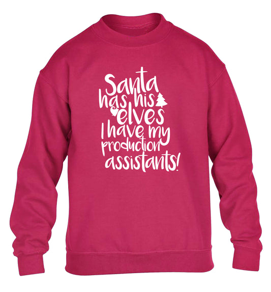 Santa has his elves I have my production assistants children's pink sweater 12-14 Years