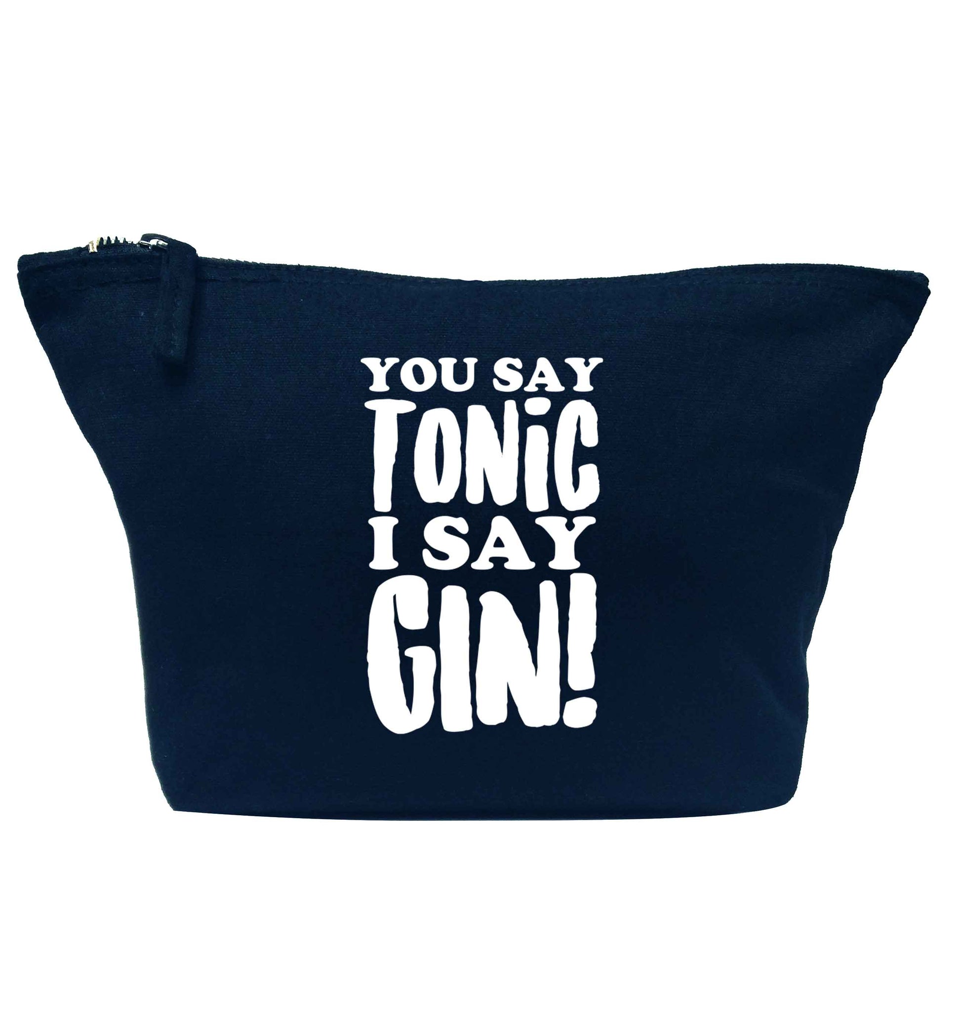 You say tonic I say gin navy makeup bag