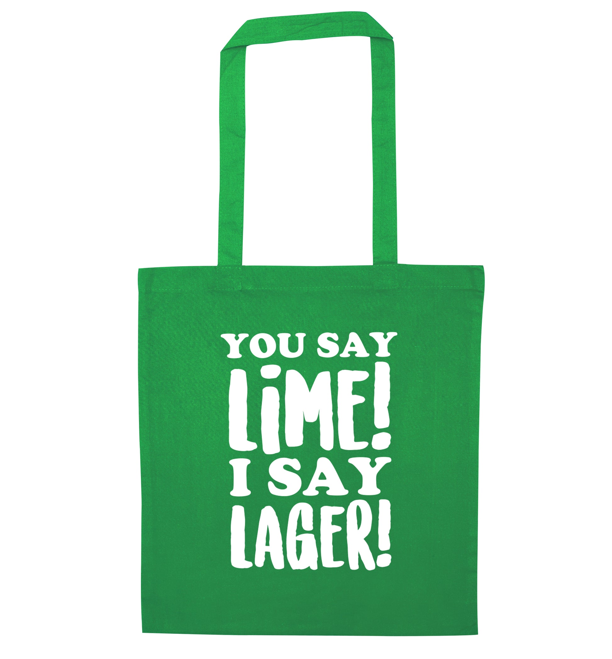 You say lime I say lager! green tote bag