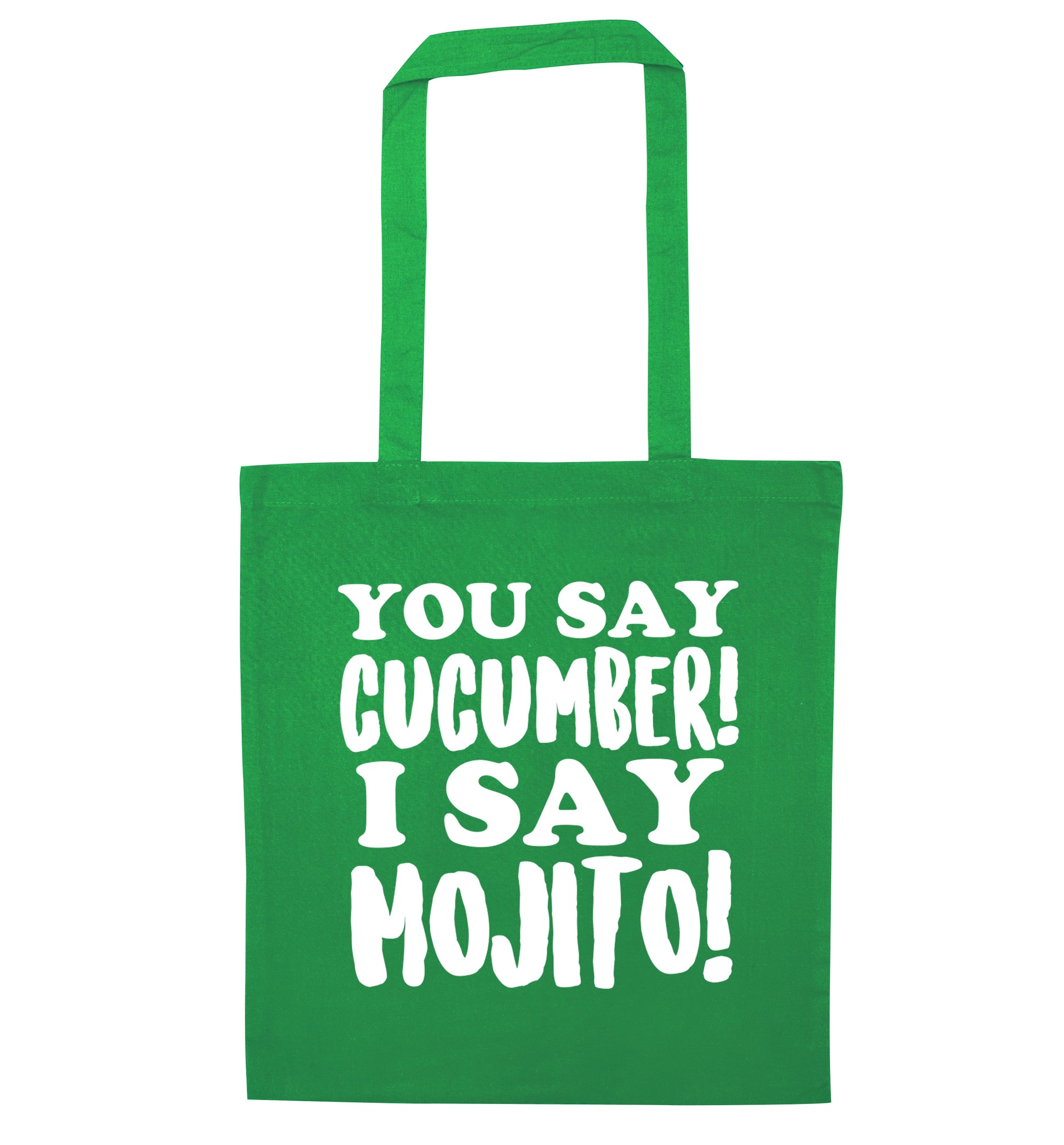 You say cucumber I say mojito! green tote bag