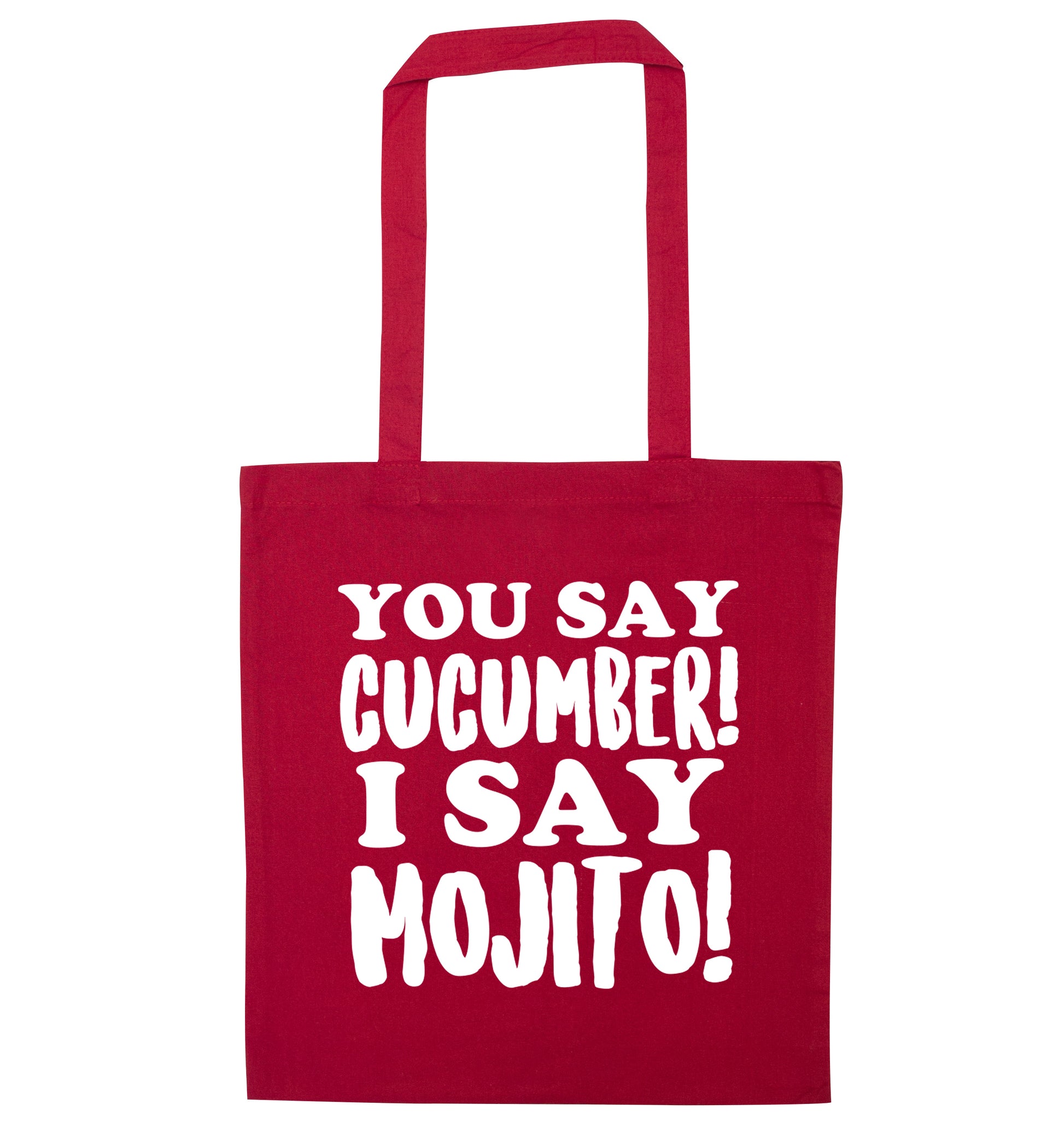 You say cucumber I say mojito! red tote bag