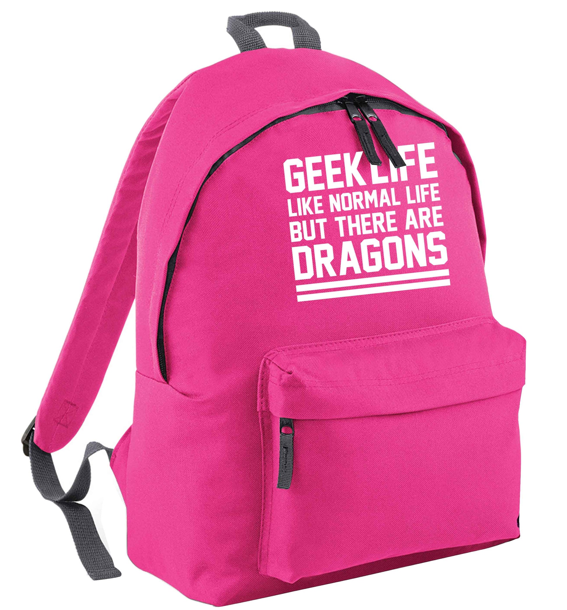 Geek life like normal life but there are dragons pink adults backpack