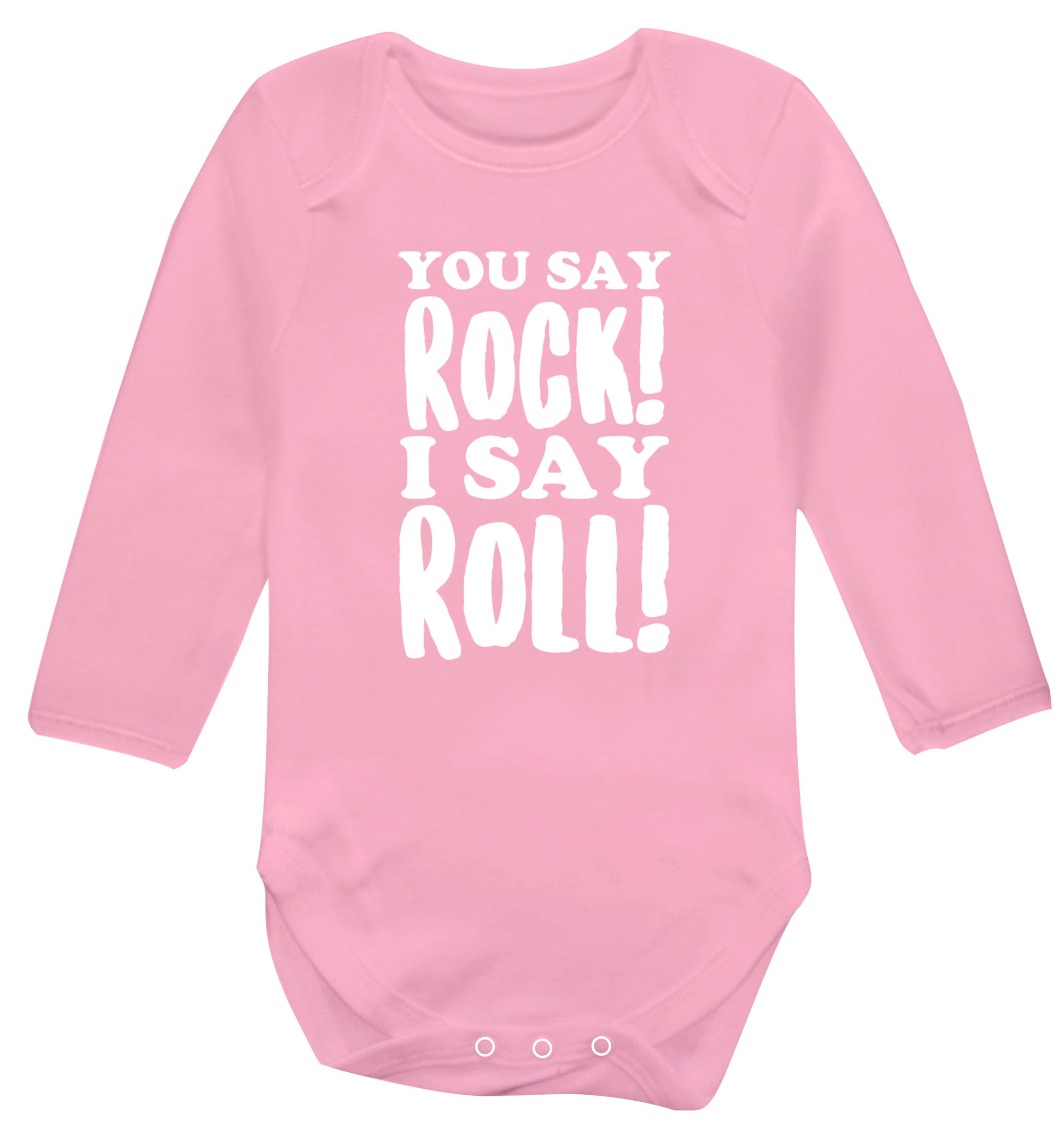 You say rock I say roll! Baby Vest long sleeved pale pink 6-12 months