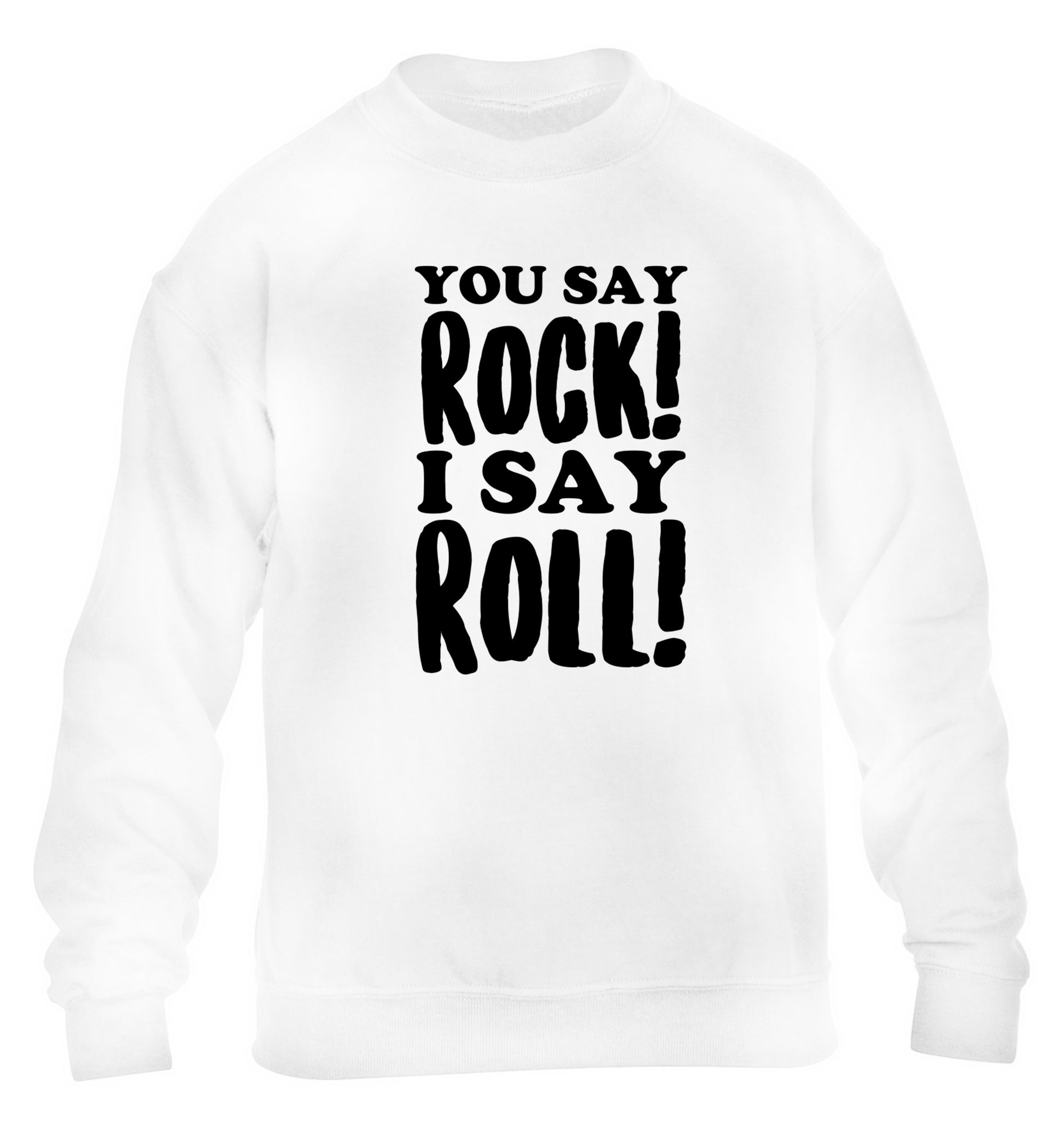 You say rock I say roll! children's white sweater 12-14 Years