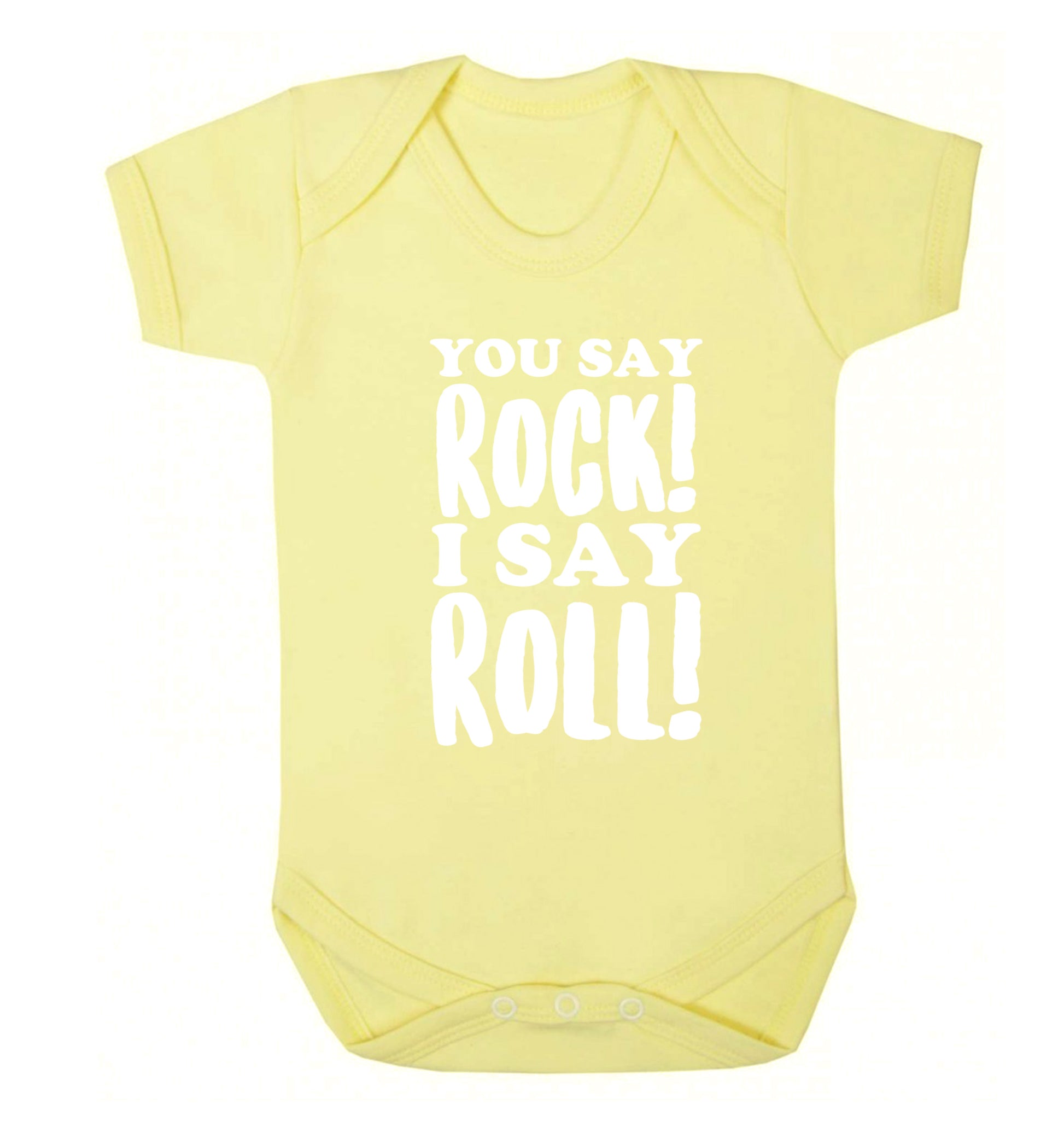 You say rock I say roll! Baby Vest pale yellow 18-24 months