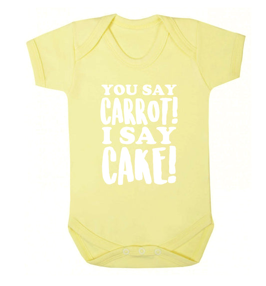 You say carrot I say cake! Baby Vest pale yellow 18-24 months