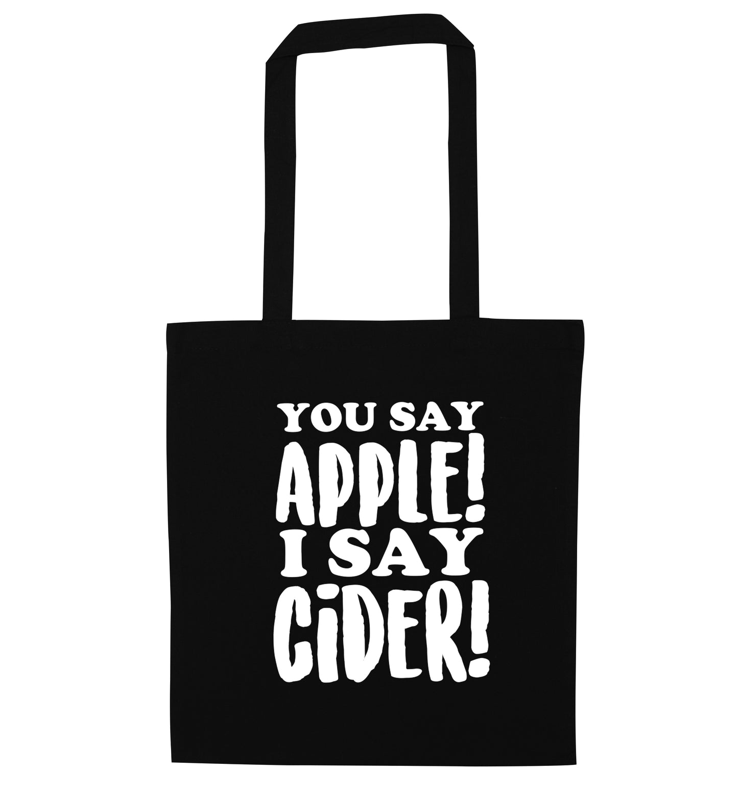 You say apple I say cider! black tote bag
