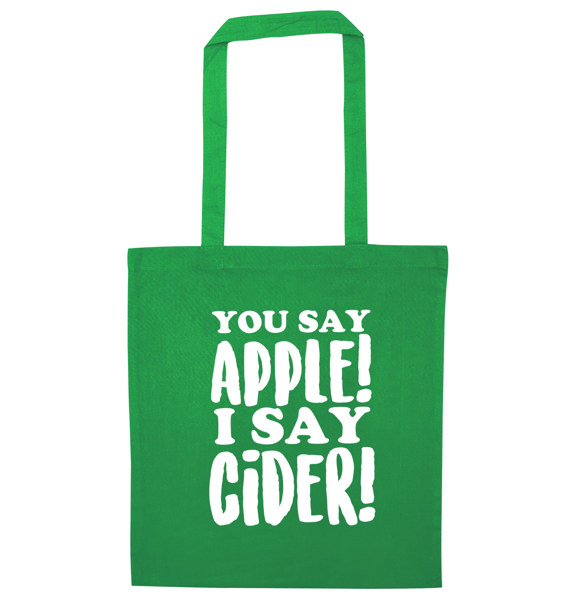 You say apple I say cider! green tote bag