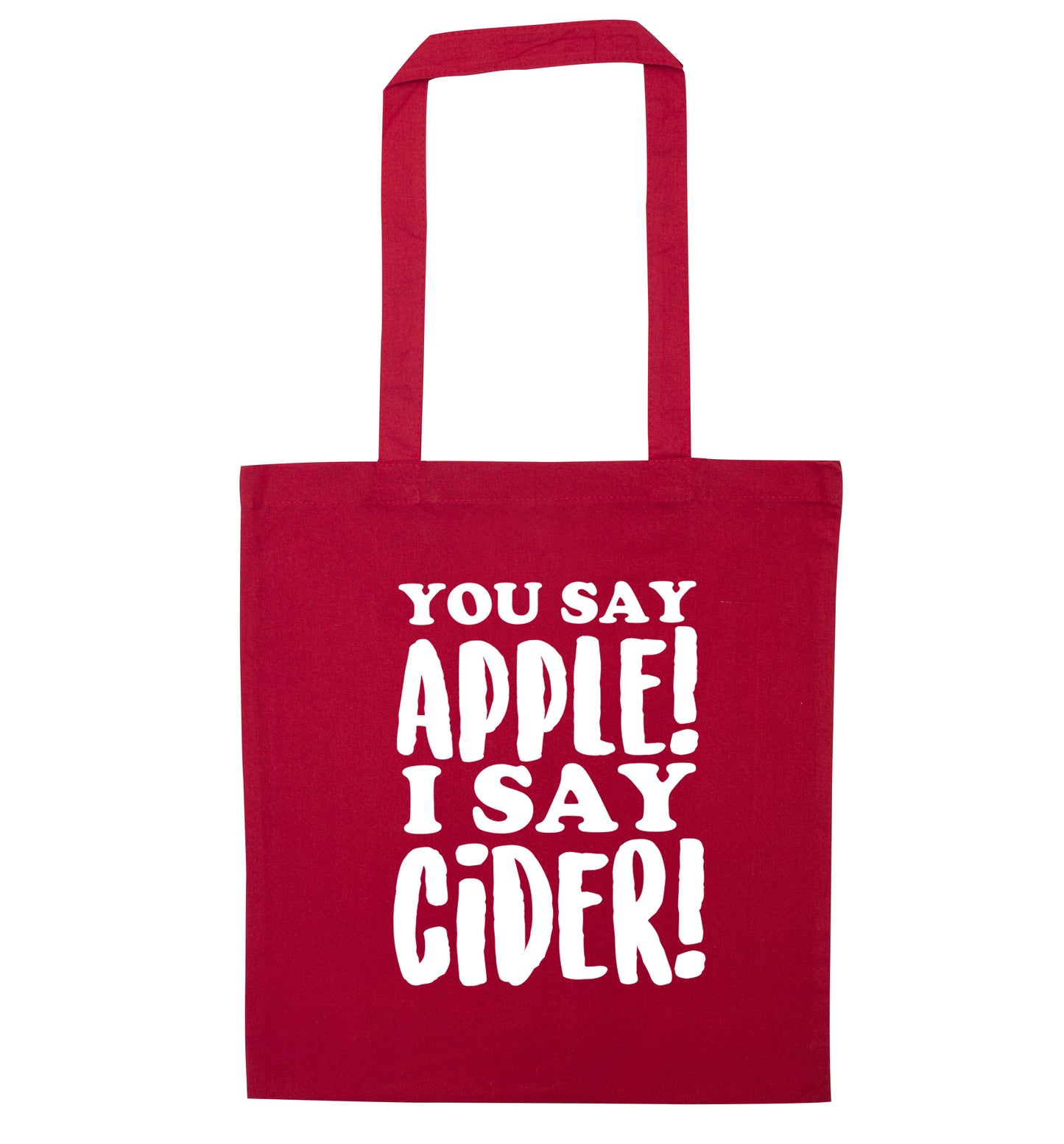 You say apple I say cider! red tote bag