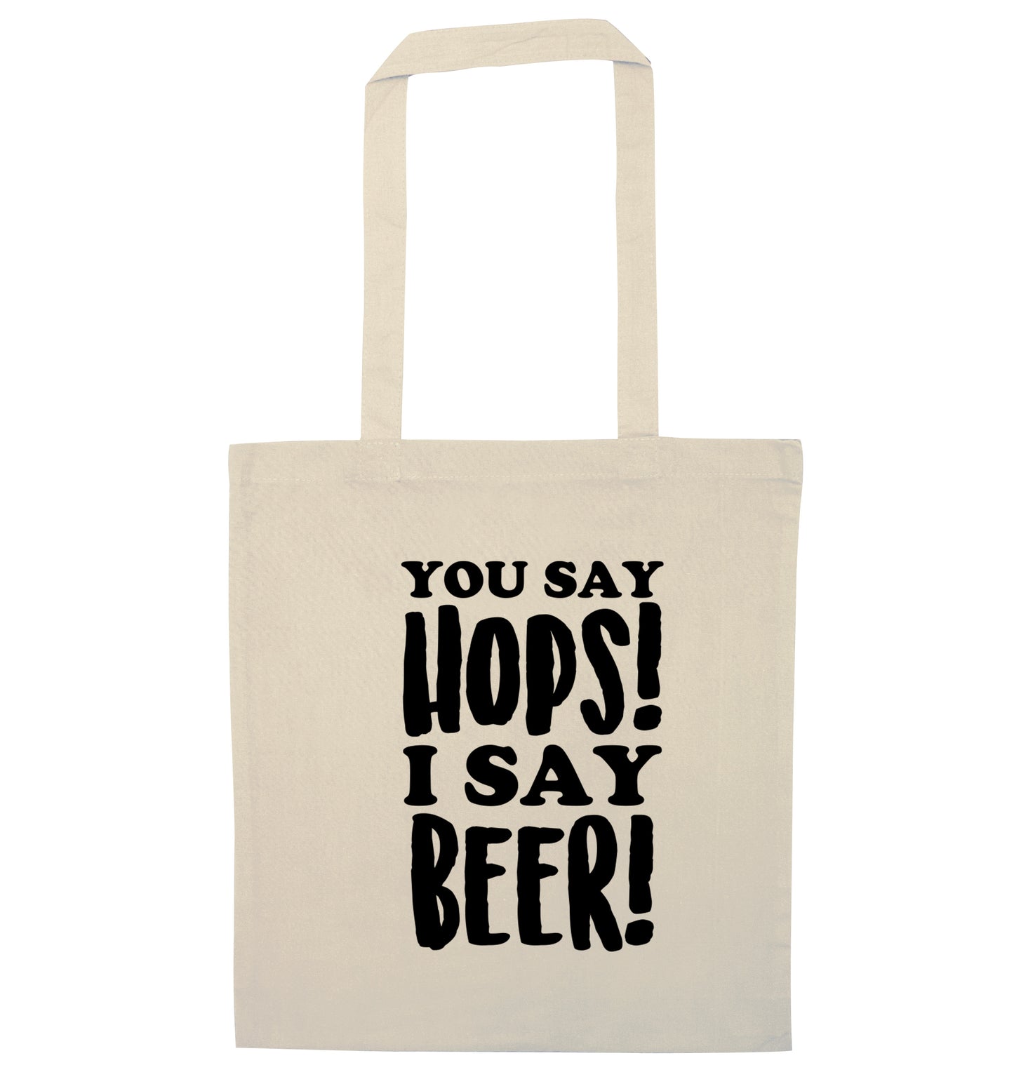 You say hops I say beer! natural tote bag