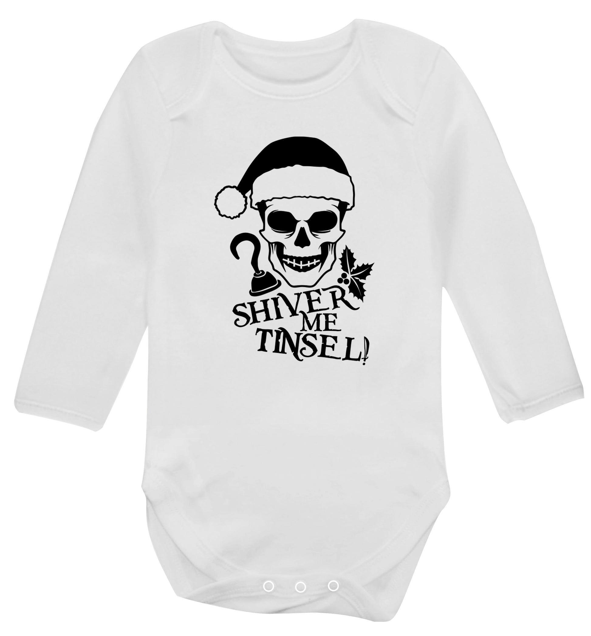 Shiver me tinsel Baby Vest long sleeved white 6-12 months
