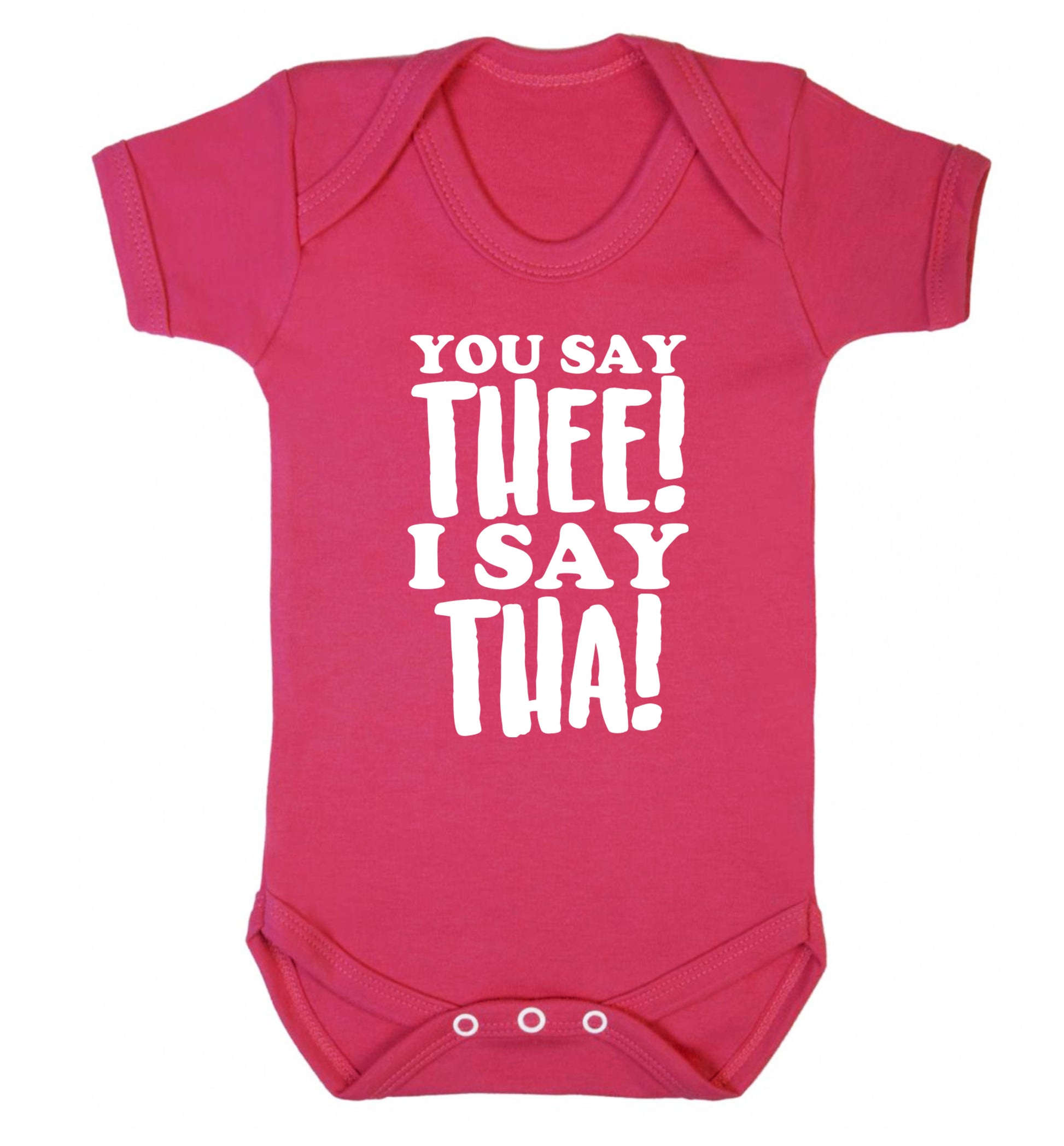 You say thee I say tha Baby Vest dark pink 18-24 months