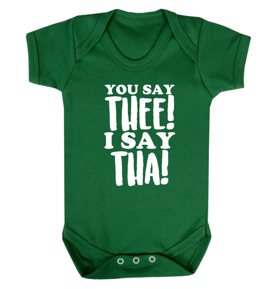 You say thee I say tha Baby Vest green 18-24 months