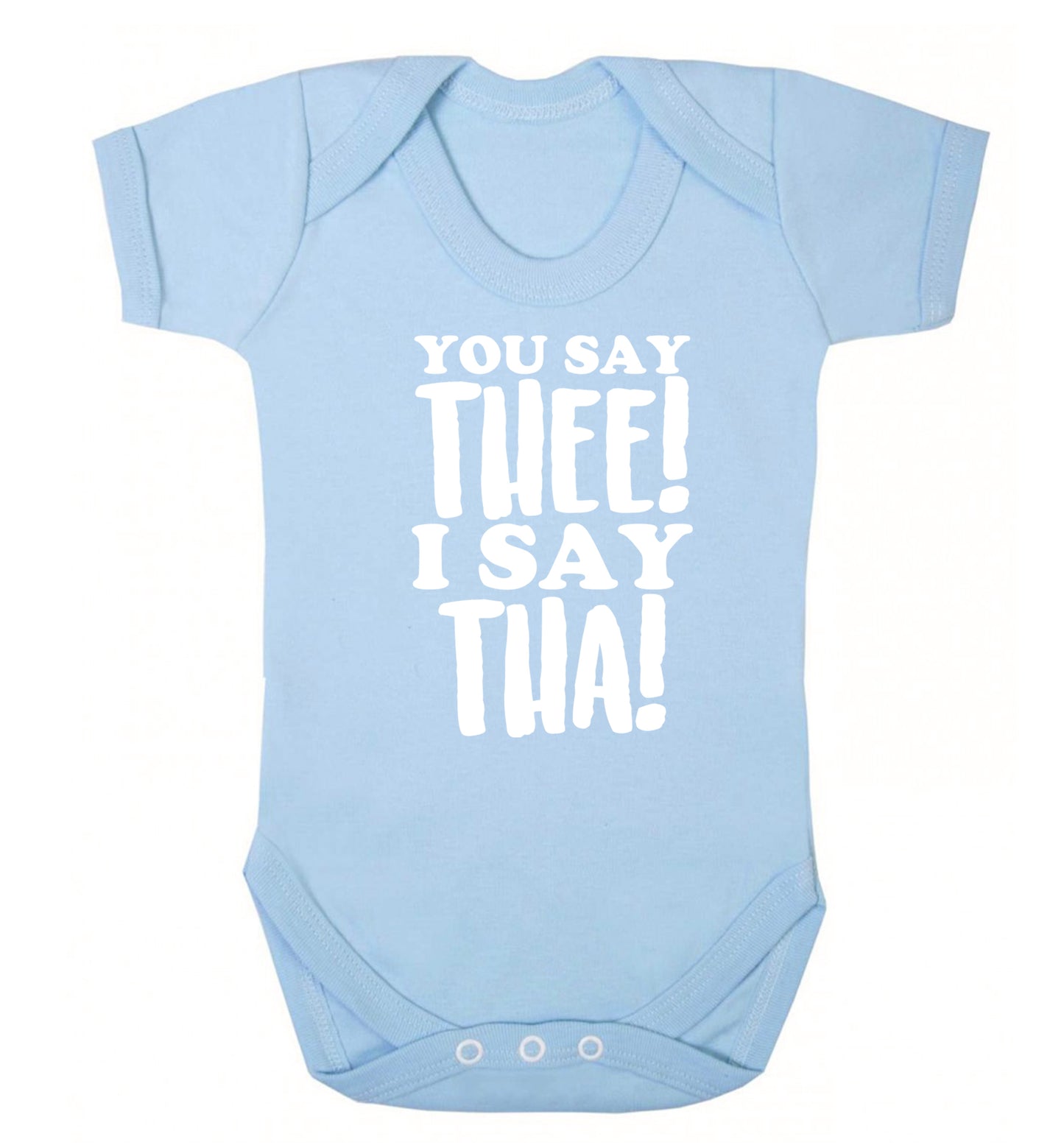 You say thee I say tha Baby Vest pale blue 18-24 months