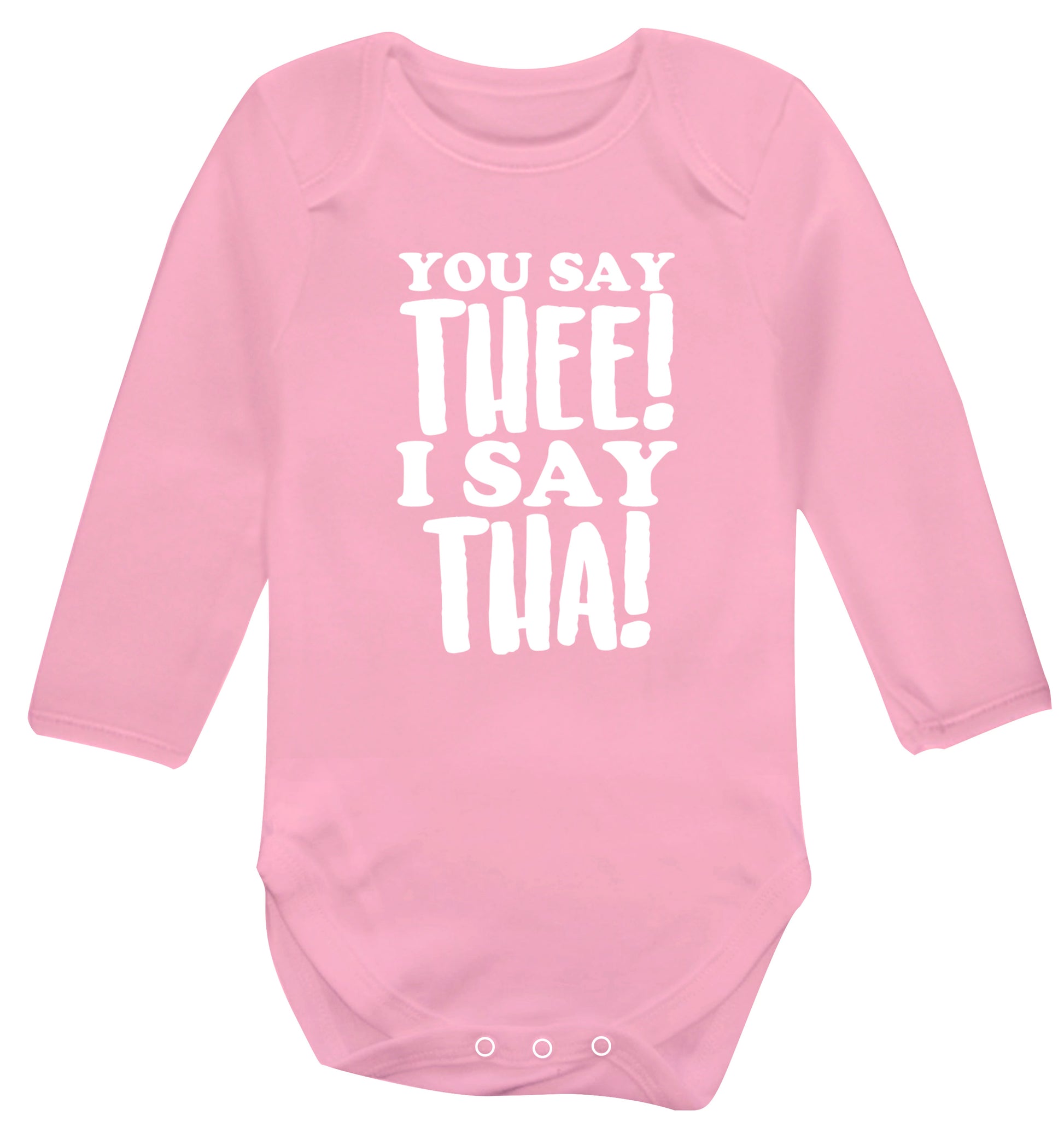 You say thee I say tha Baby Vest long sleeved pale pink 6-12 months