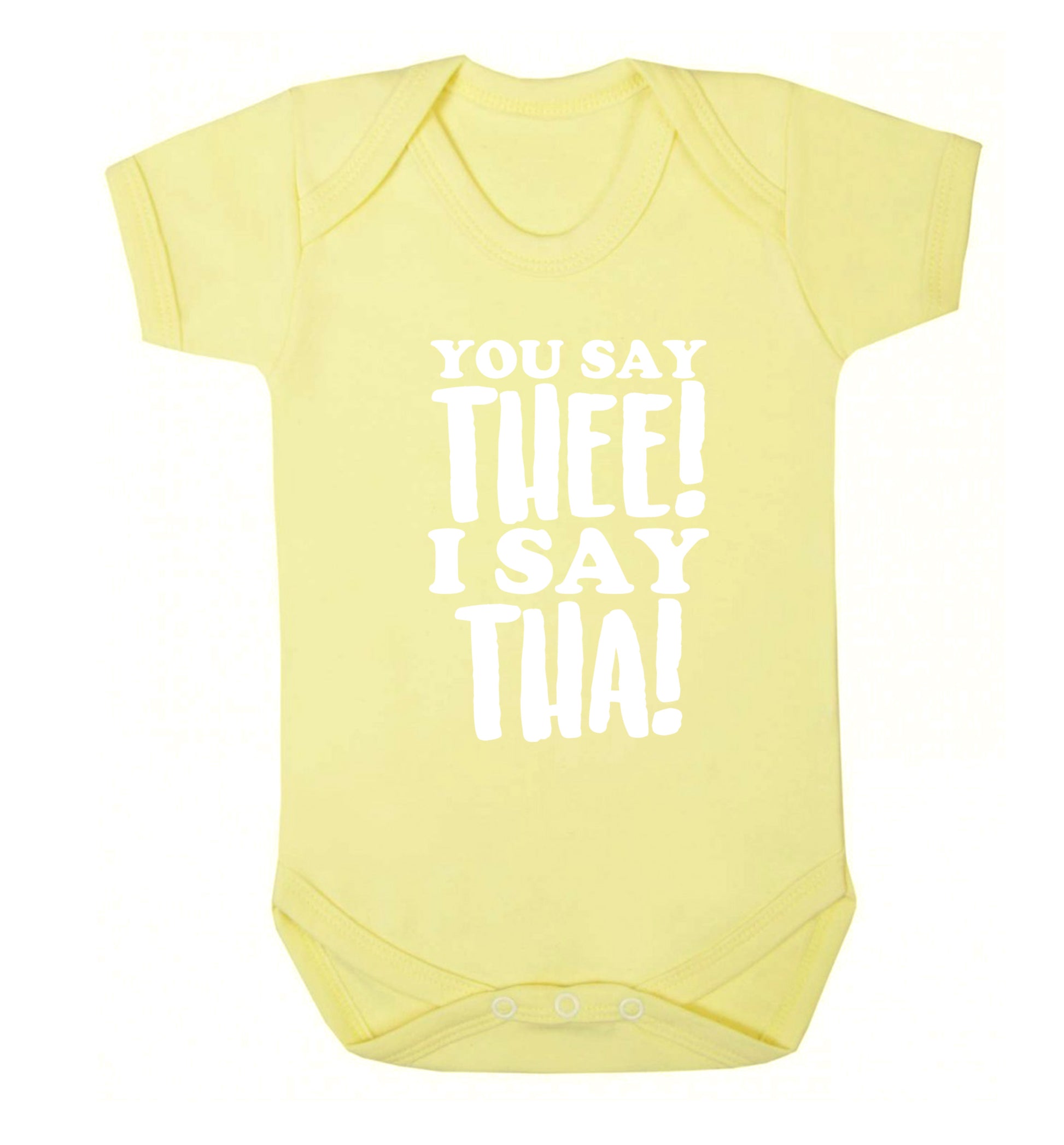 You say thee I say tha Baby Vest pale yellow 18-24 months