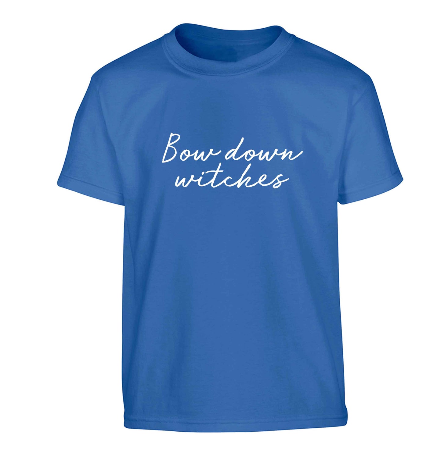 Bow down witches Children's blue Tshirt 12-13 Years