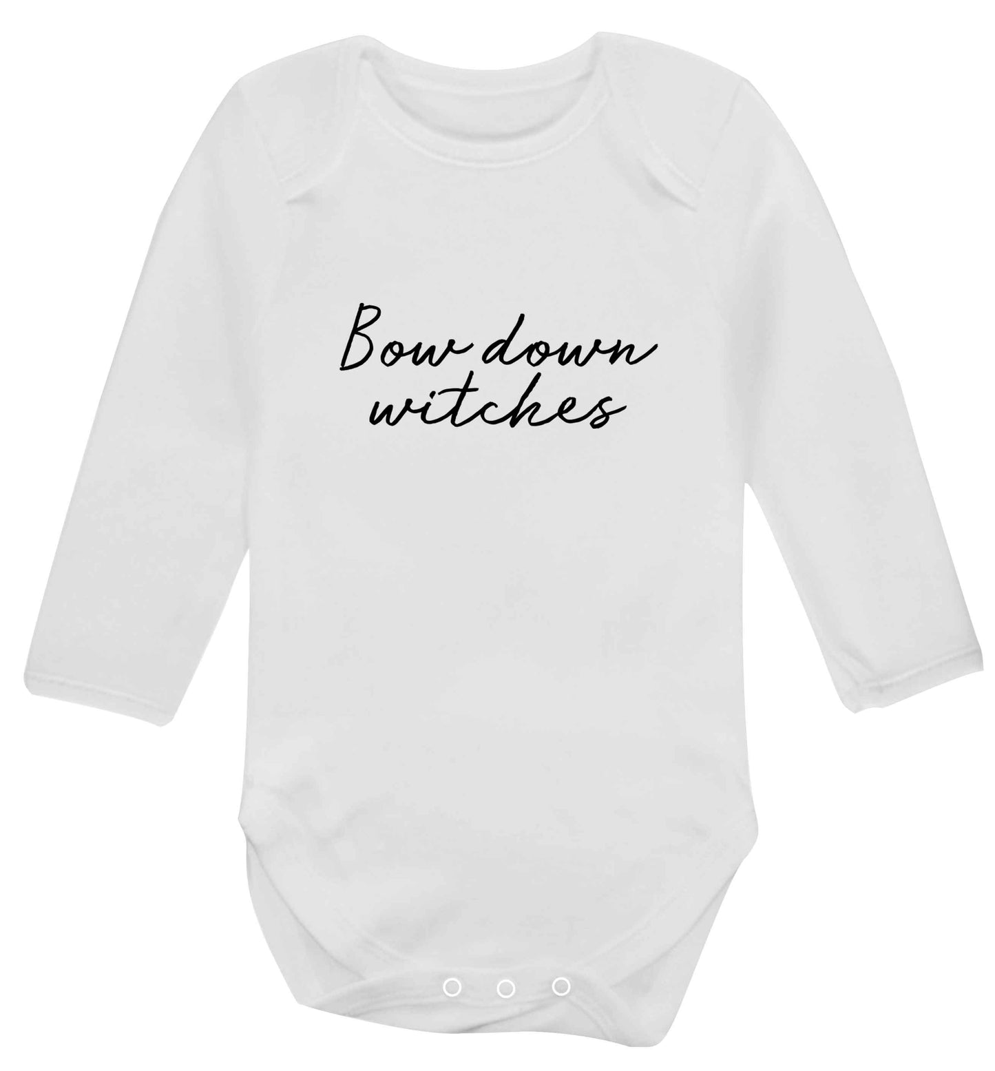 Bow down witches baby vest long sleeved white 6-12 months