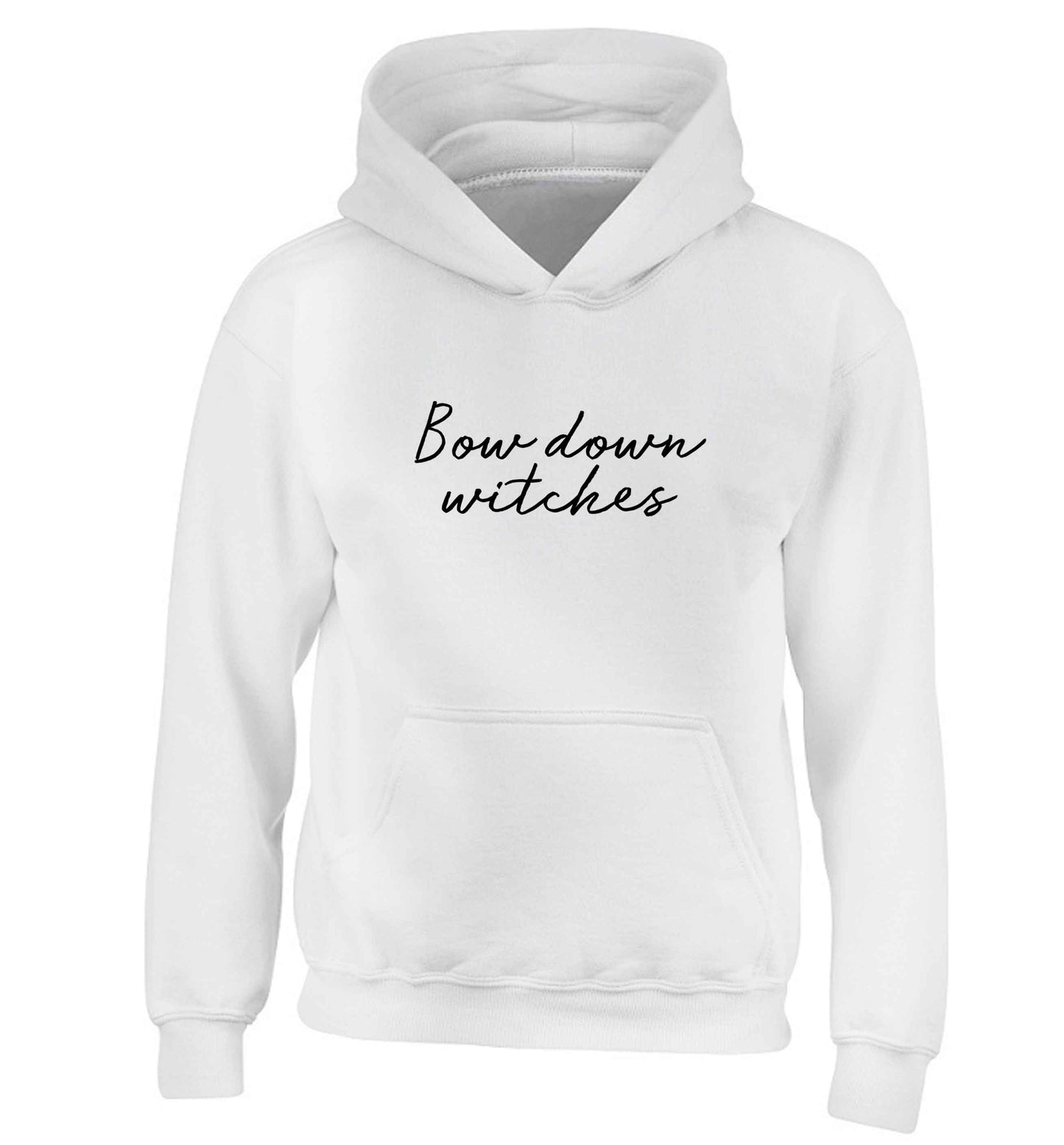 Bow down witches children's white hoodie 12-13 Years