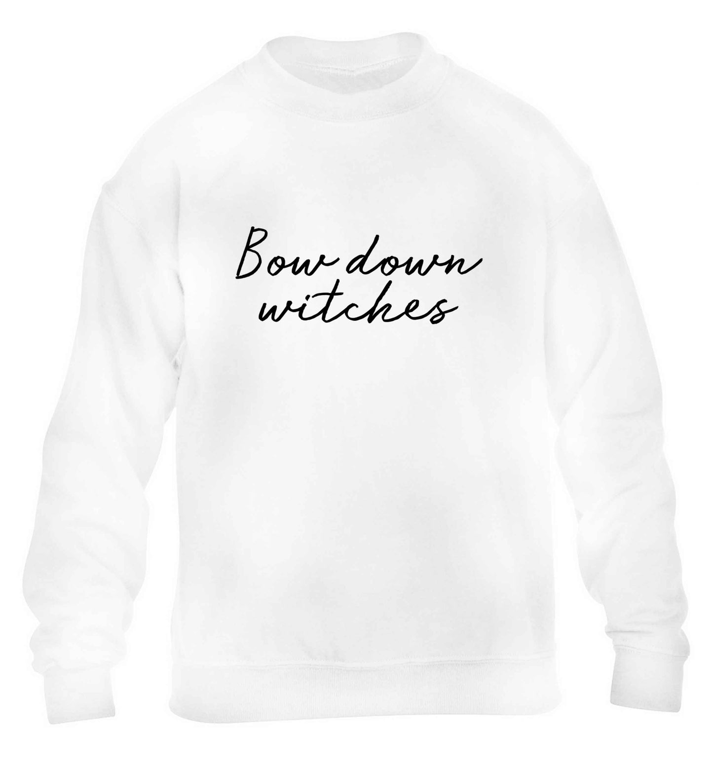 Bow down witches children's white sweater 12-13 Years