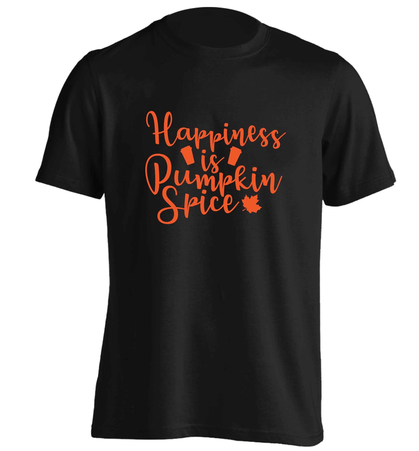 Happiness Pumpkin Spice adults unisex black Tshirt 2XL