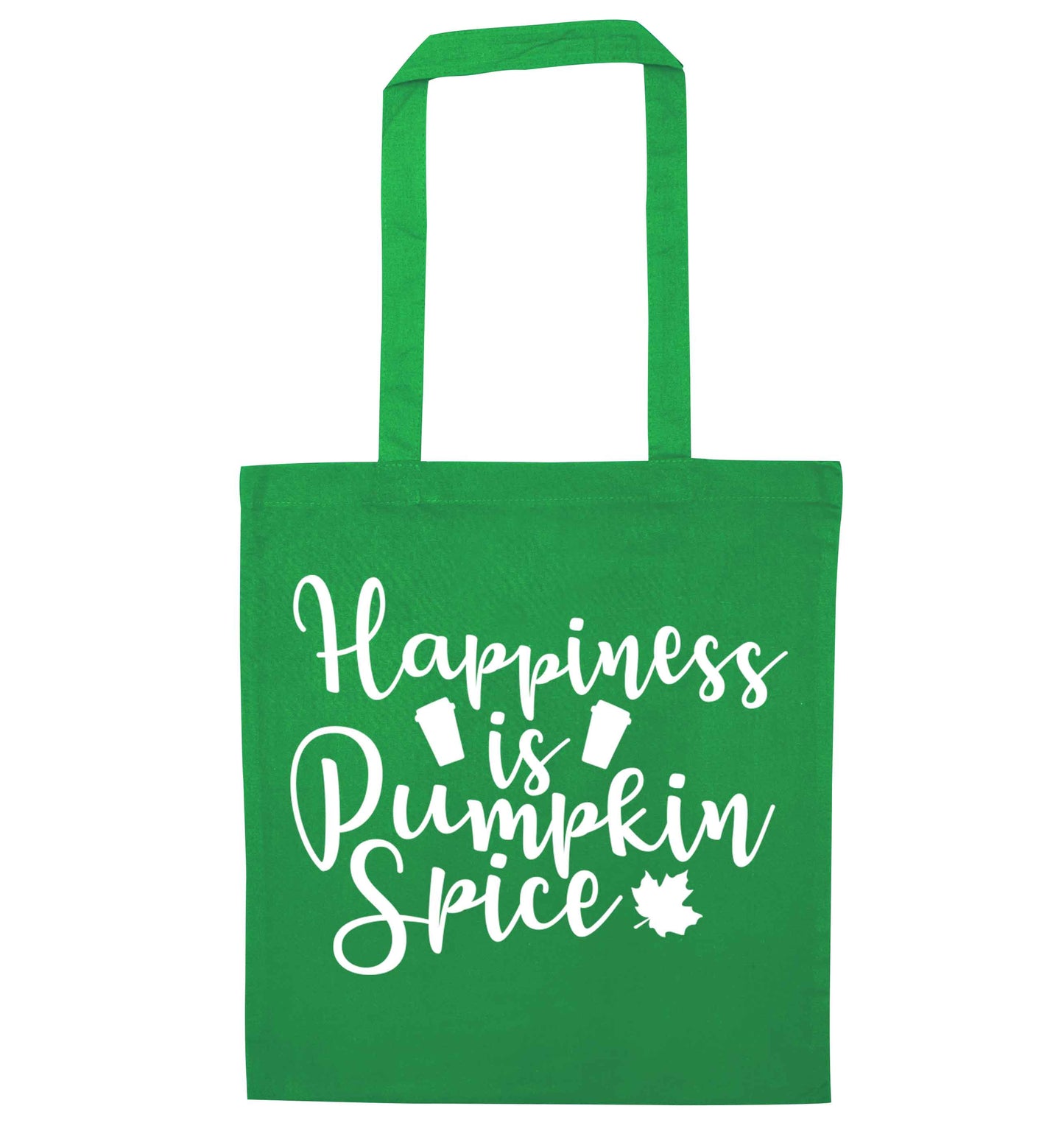 Happiness Pumpkin Spice green tote bag