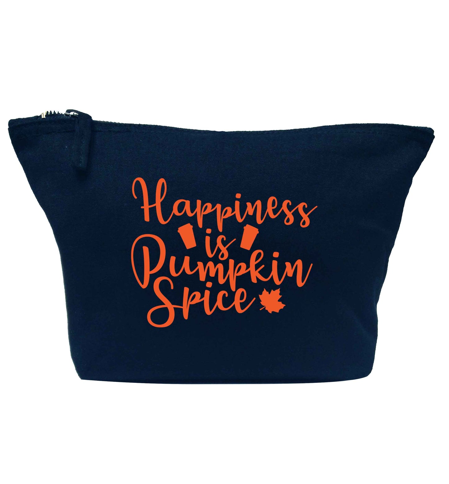 Happiness Pumpkin Spice navy makeup bag