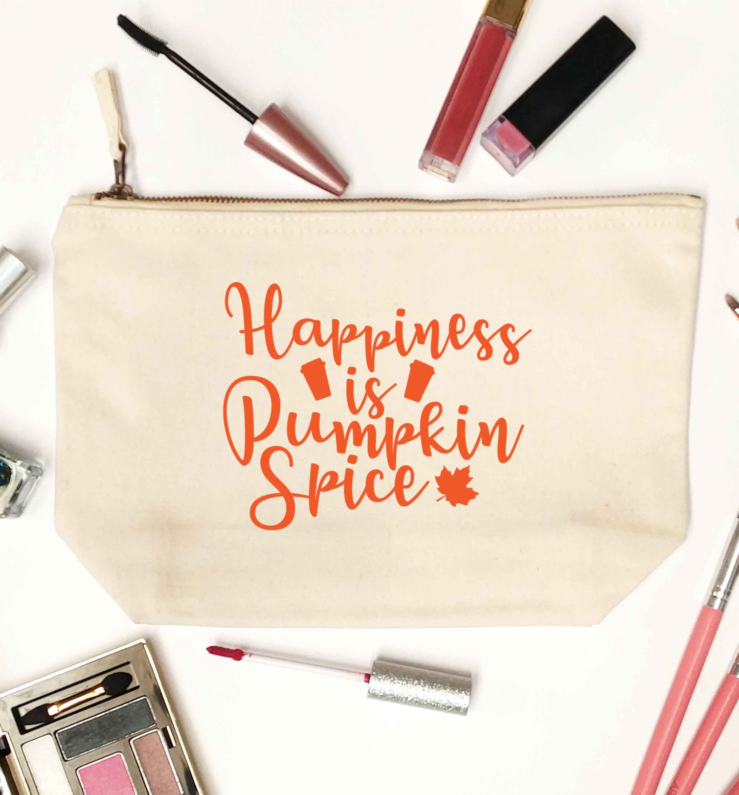 Happiness Pumpkin Spice natural makeup bag