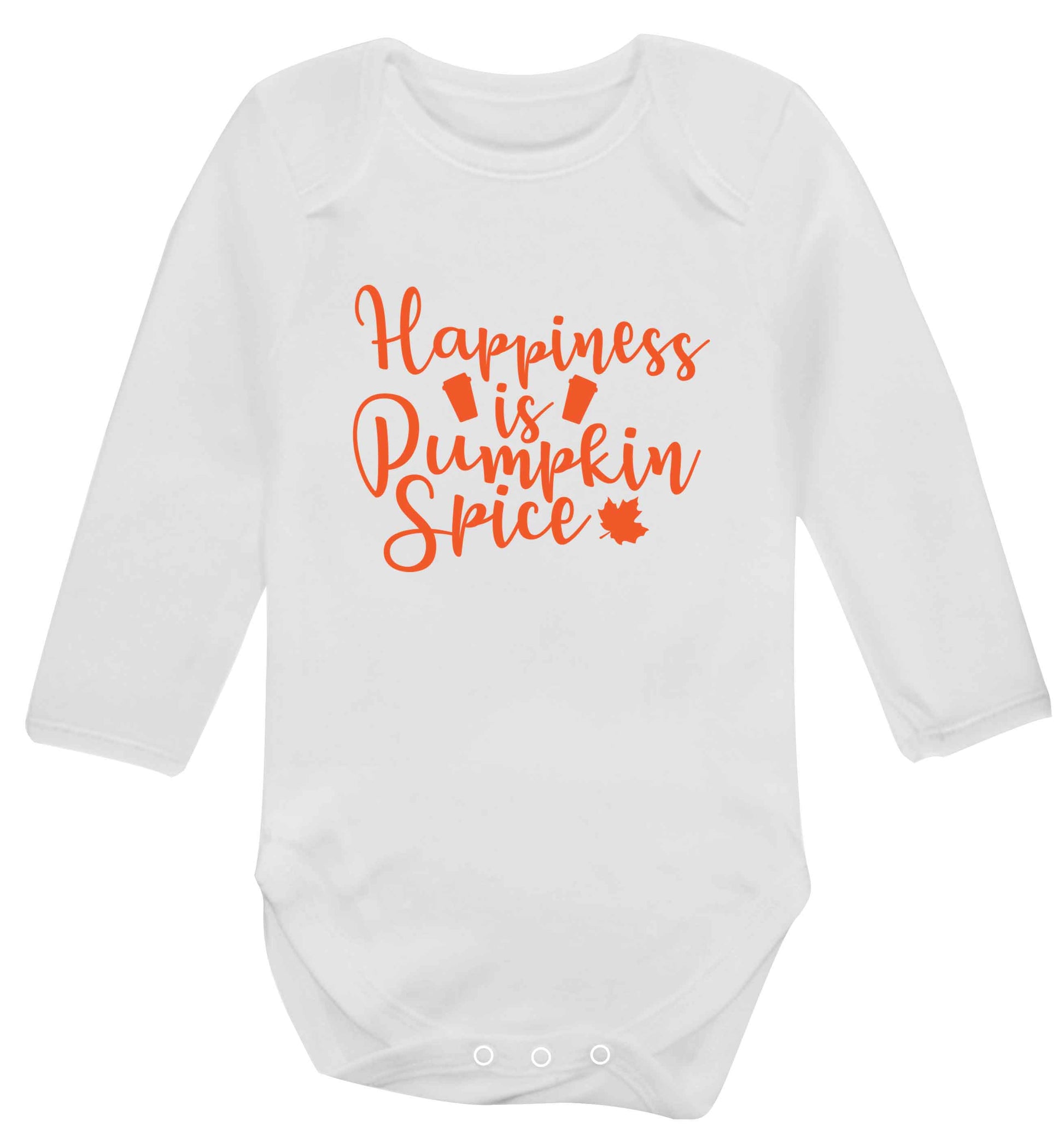 Happiness Pumpkin Spice baby vest long sleeved white 6-12 months